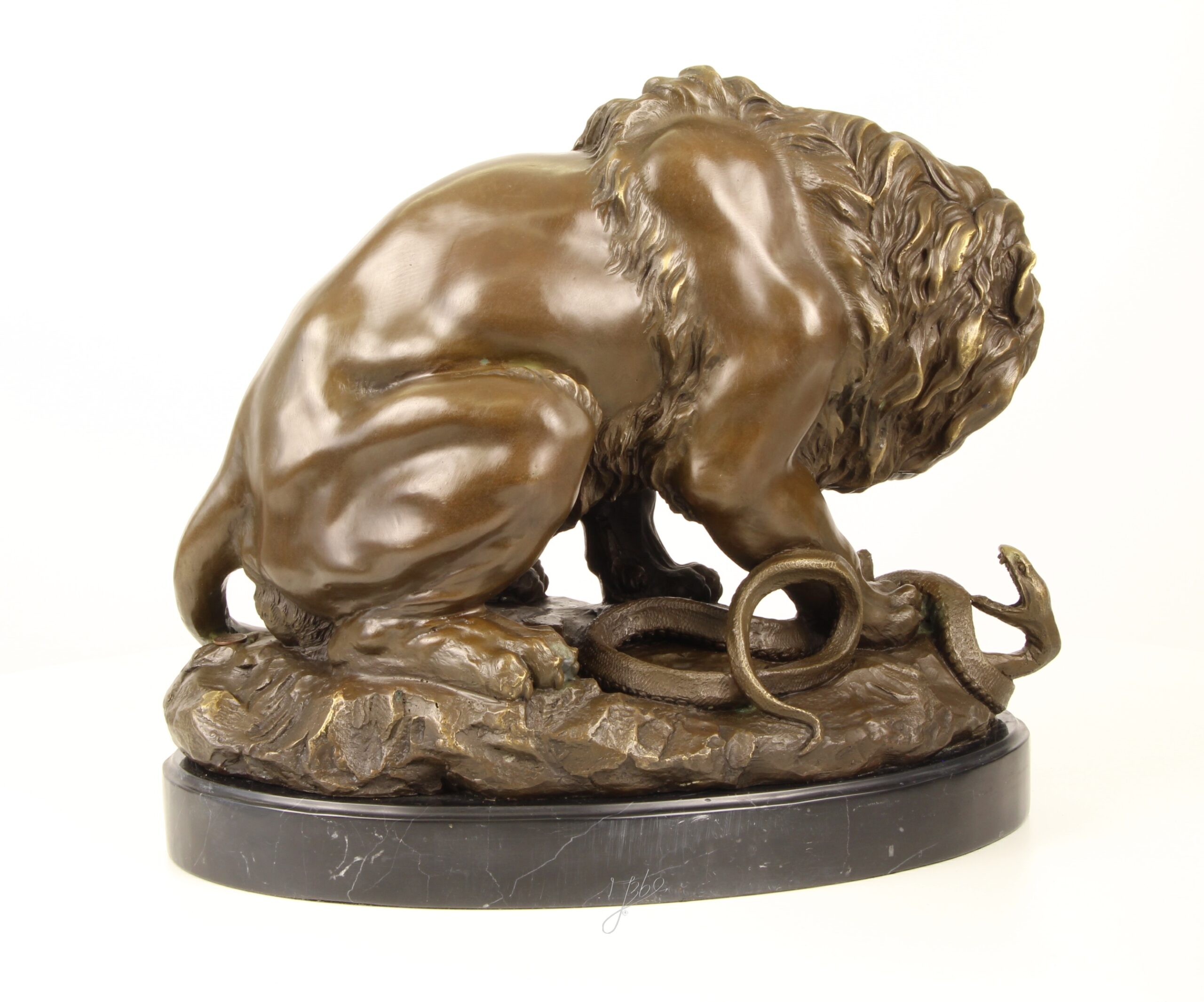 Exquisite Bronze Löwen Skulptur mit Schlange Einzigartige Kunstwerke 11