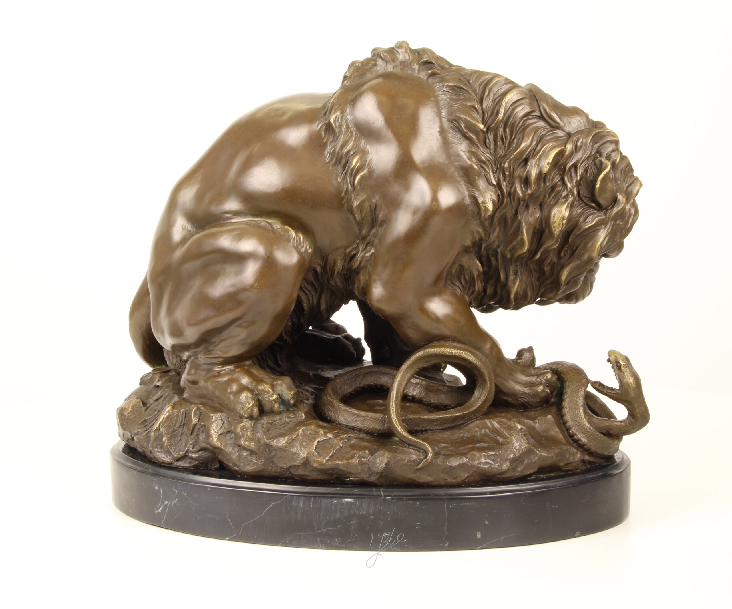 Exquisite Bronze Löwen Skulptur mit Schlange Einzigartige Kunstwerke 12
