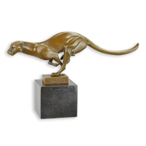 Elegante Bronze Gepard Skulptur Dynamische Bronzeskulptur eines Laufenden Gepards