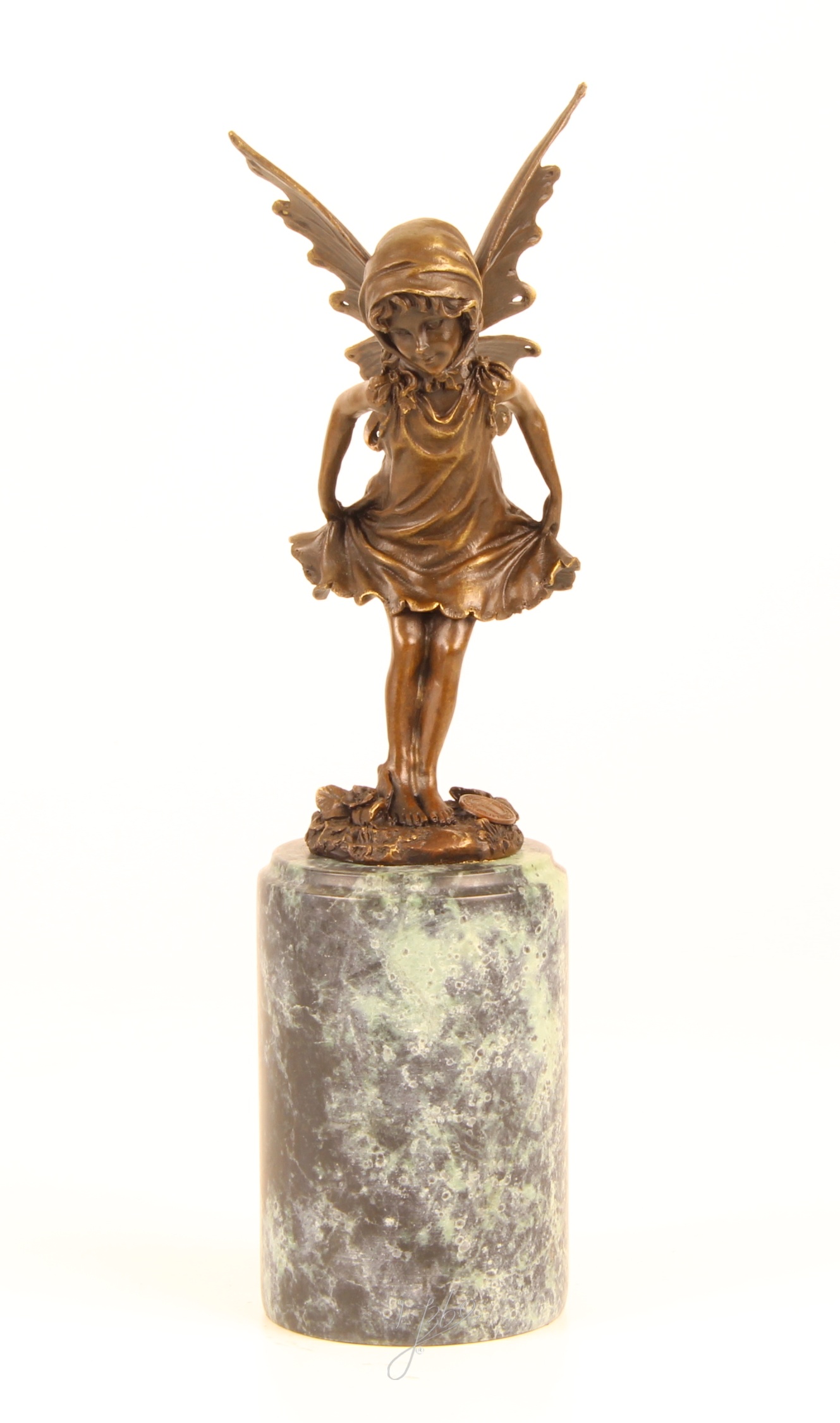 Zauberhafte Bronze Fee Skulptur mit filigranen Flügeln Einzigartiges Kunstwerk 4