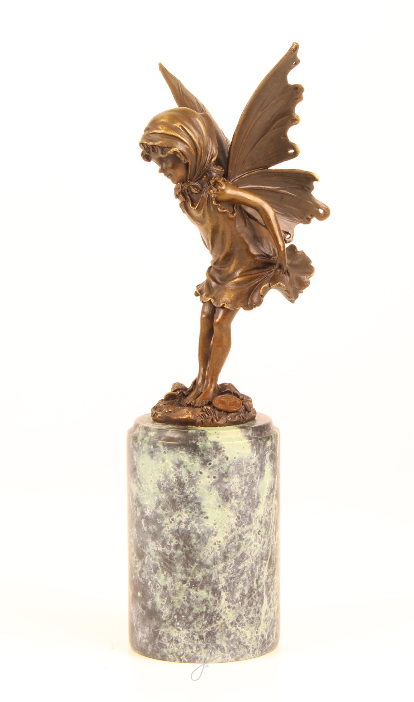 Zauberhafte Bronze Fee Skulptur mit filigranen Flügeln Einzigartiges Kunstwerk 5