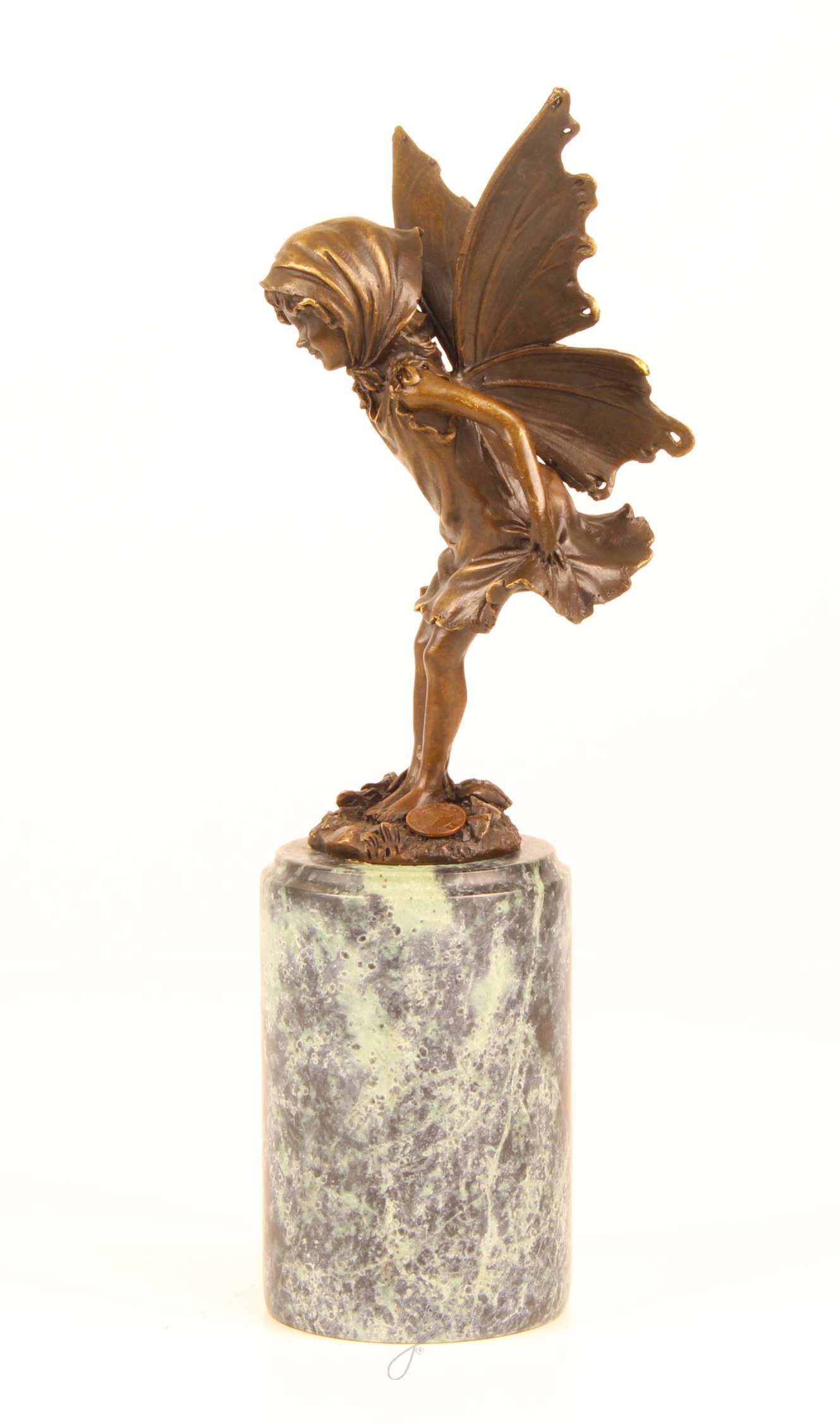 Zauberhafte Bronze Fee Skulptur mit filigranen Flügeln Einzigartiges Kunstwerk 7