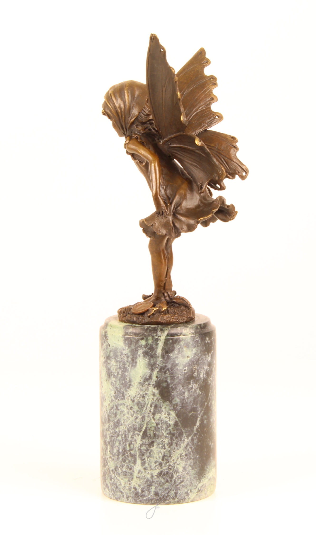 Zauberhafte Bronze Fee Skulptur mit filigranen Flügeln Einzigartiges Kunstwerk 10