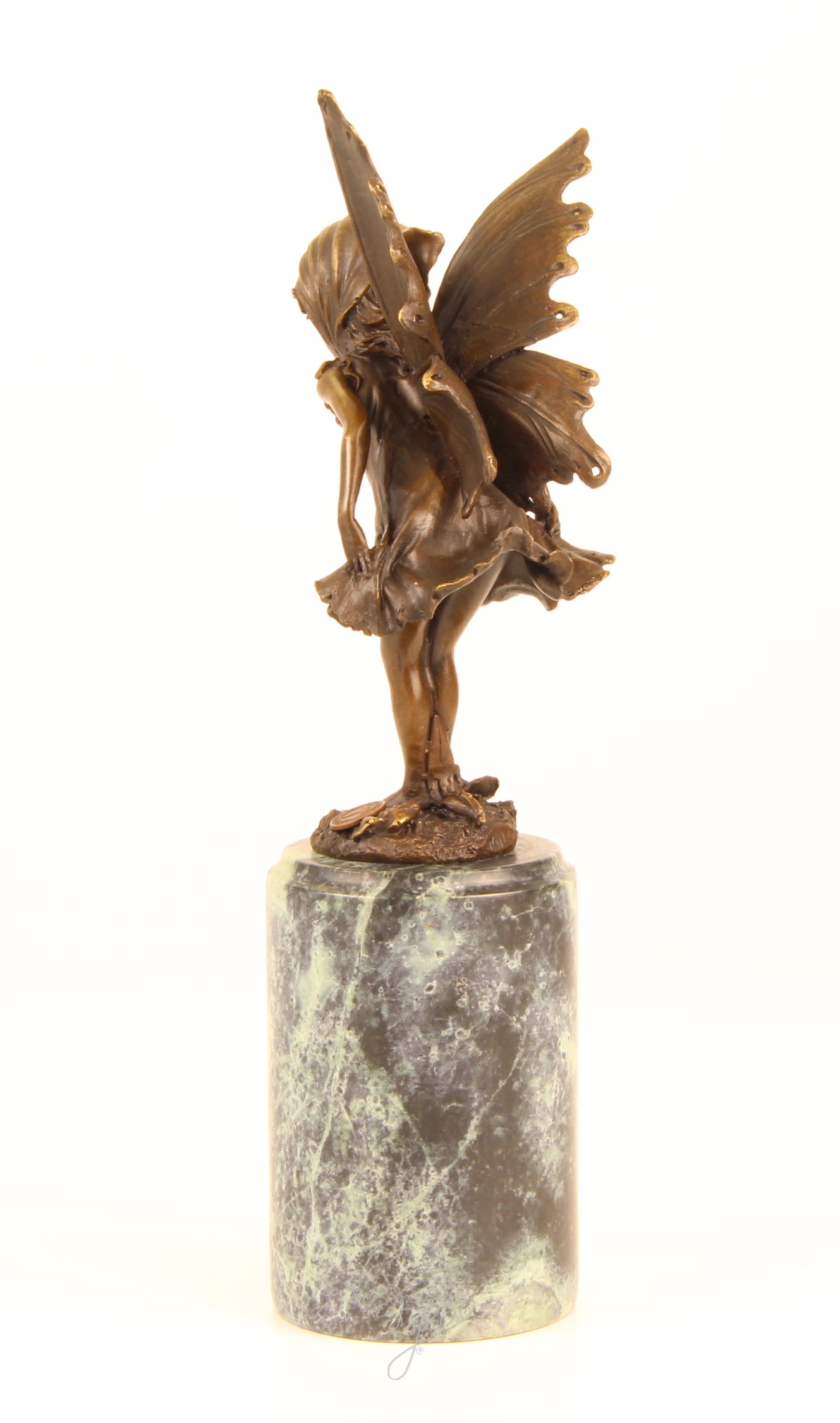 Zauberhafte Bronze Fee Skulptur mit filigranen Flügeln Einzigartiges Kunstwerk 9