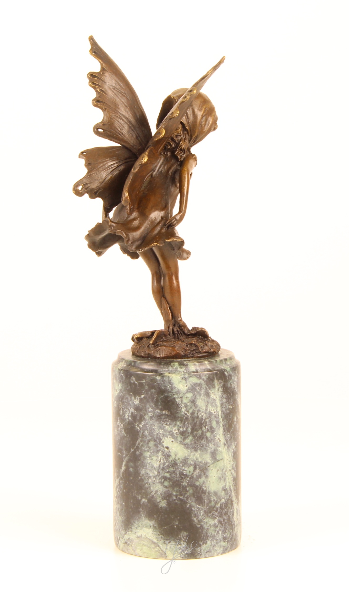 Zauberhafte Bronze Fee Skulptur mit filigranen Flügeln Einzigartiges Kunstwerk 16