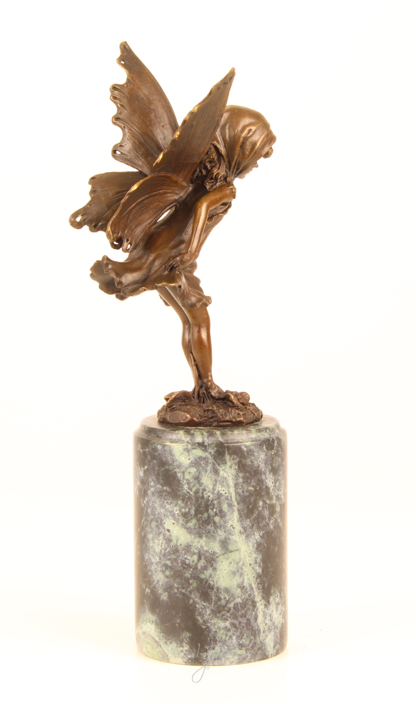 Zauberhafte Bronze Fee Skulptur mit filigranen Flügeln Einzigartiges Kunstwerk 15