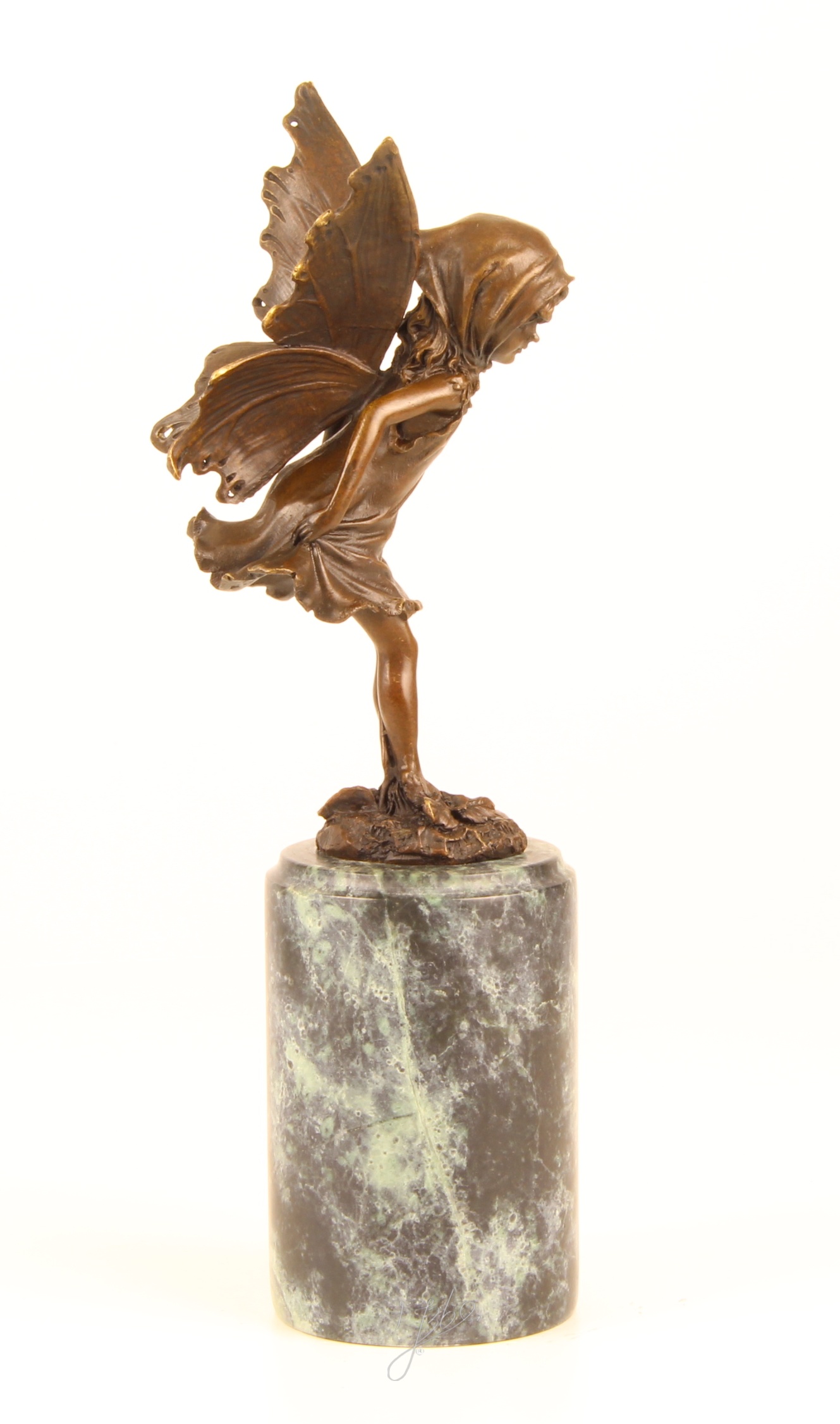 Zauberhafte Bronze Fee Skulptur mit filigranen Flügeln Einzigartiges Kunstwerk 13