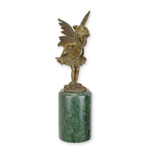 Zauberhafte Bronze Fee Skulptur mit filigranen Flügeln Einzigartiges Kunstwerk