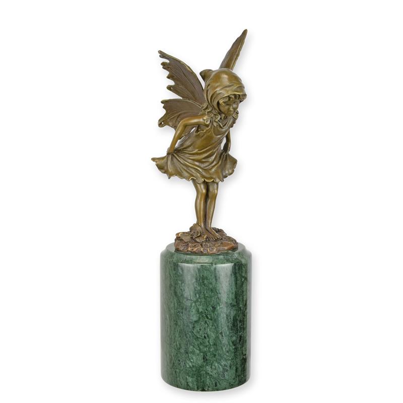 Zauberhafte Bronze Fee Skulptur mit filigranen Flügeln Einzigartiges Kunstwerk 2