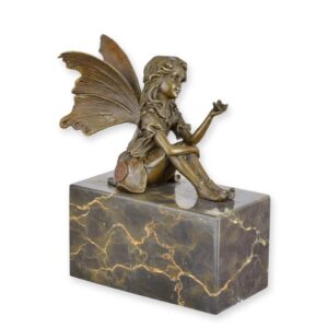 Zauberhafte Bronze Fee Skulptur mit Schmetterling  Einzigartiges Kunstwerk