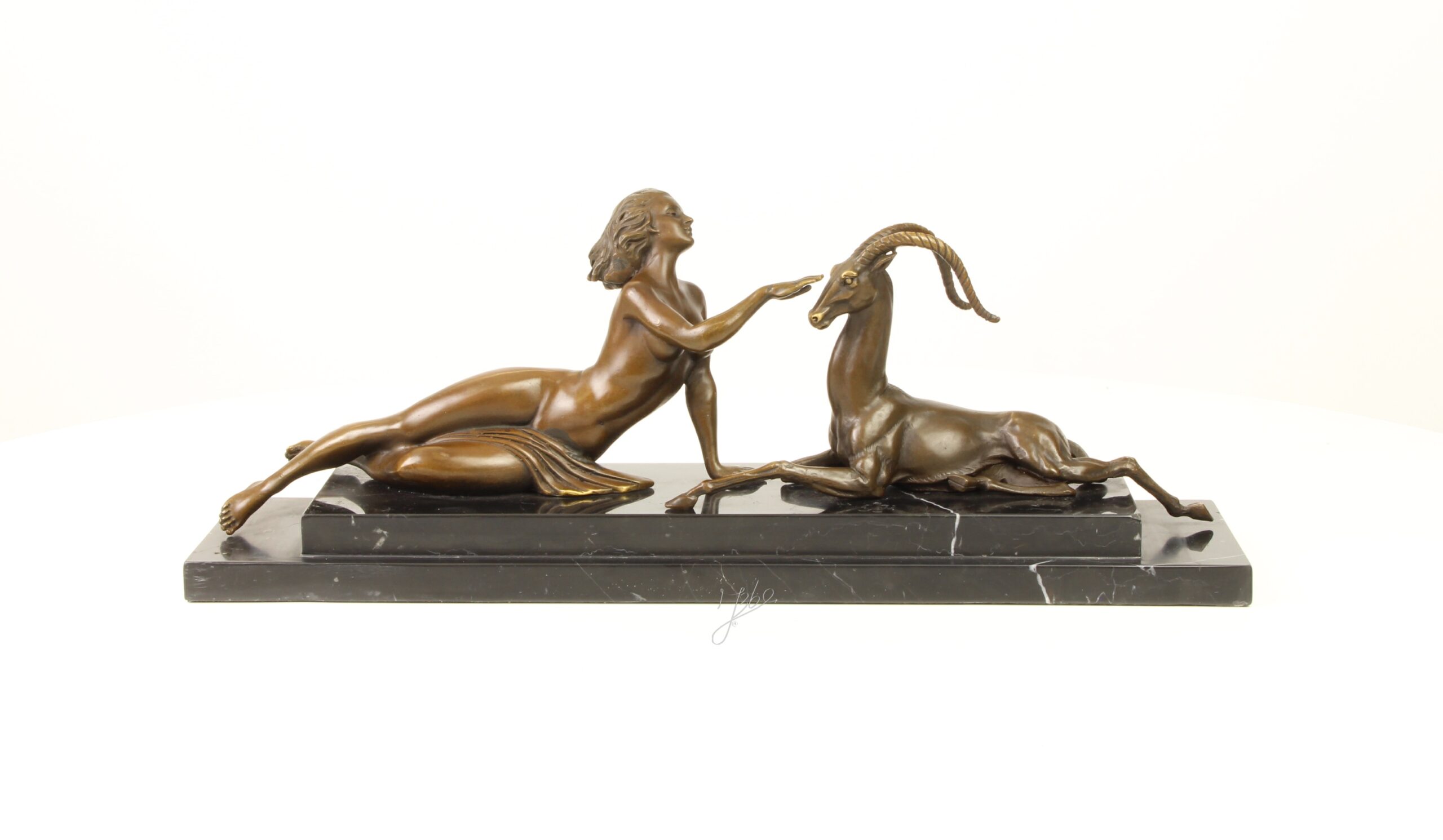 Künstlerische Bronze Meerjungfrau Skulptur mit Ziege Einzigartiges Kunstwerk 3