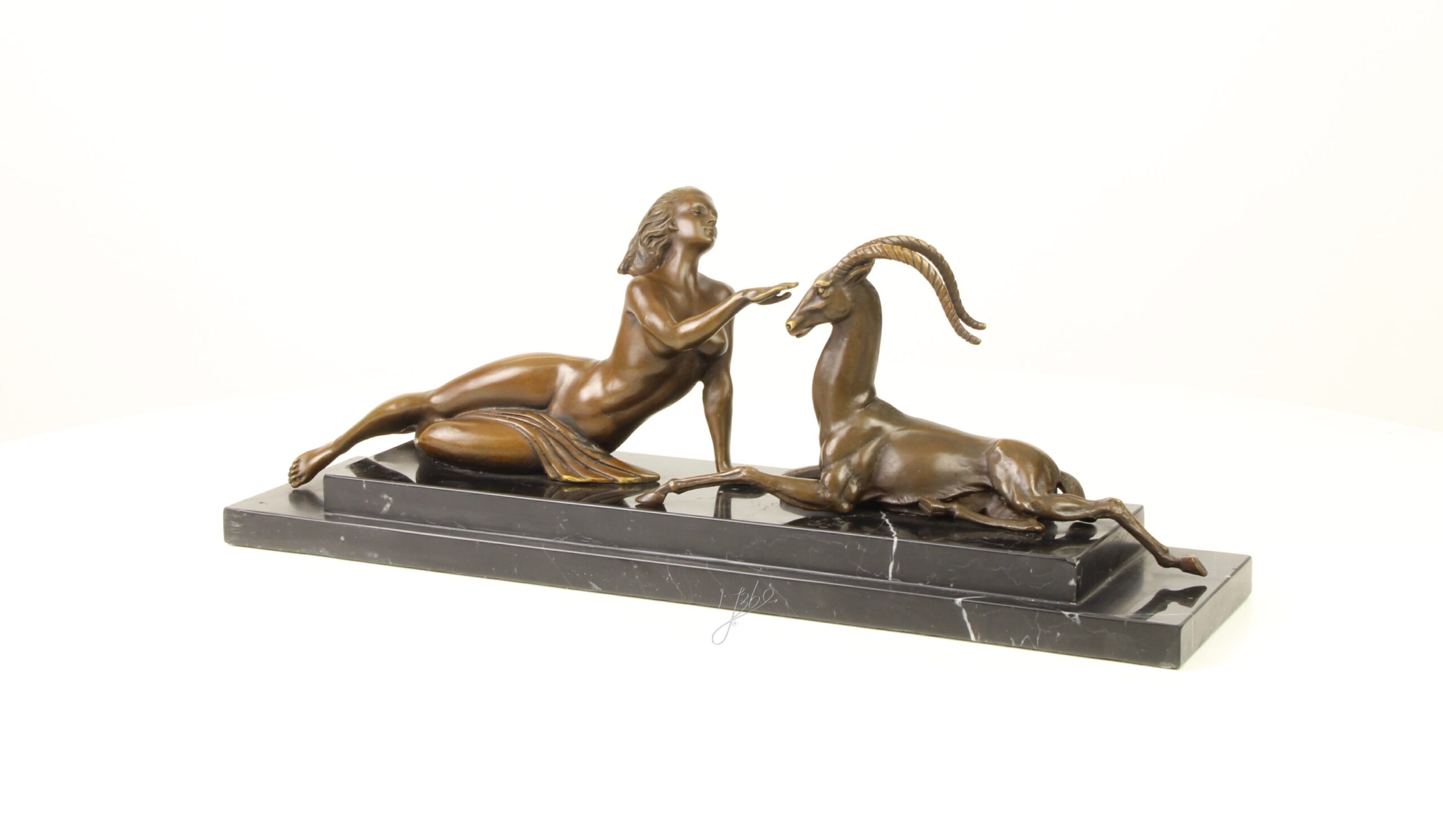 Künstlerische Bronze Meerjungfrau Skulptur mit Ziege Einzigartiges Kunstwerk 4