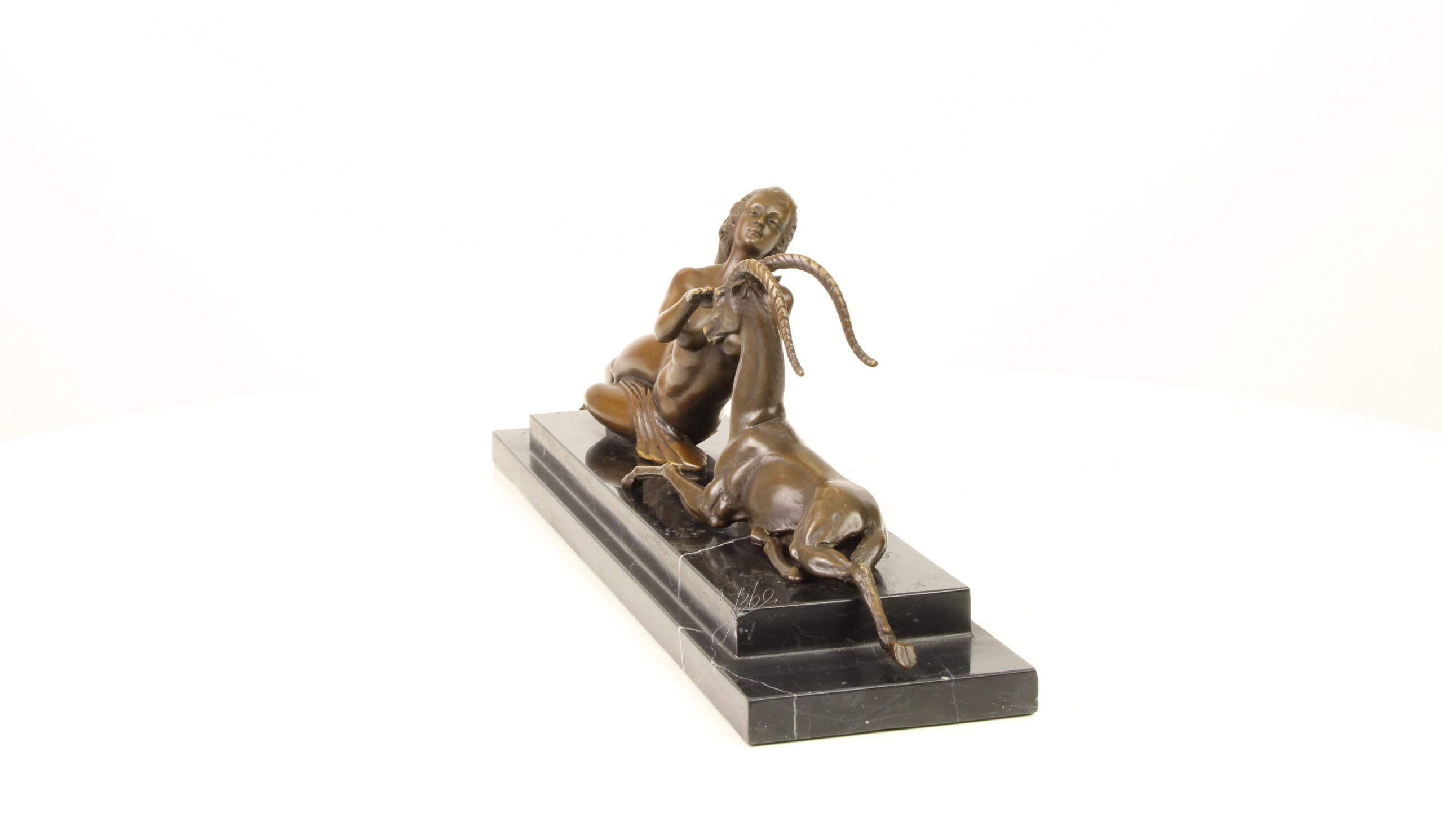Künstlerische Bronze Meerjungfrau Skulptur mit Ziege Einzigartiges Kunstwerk 5