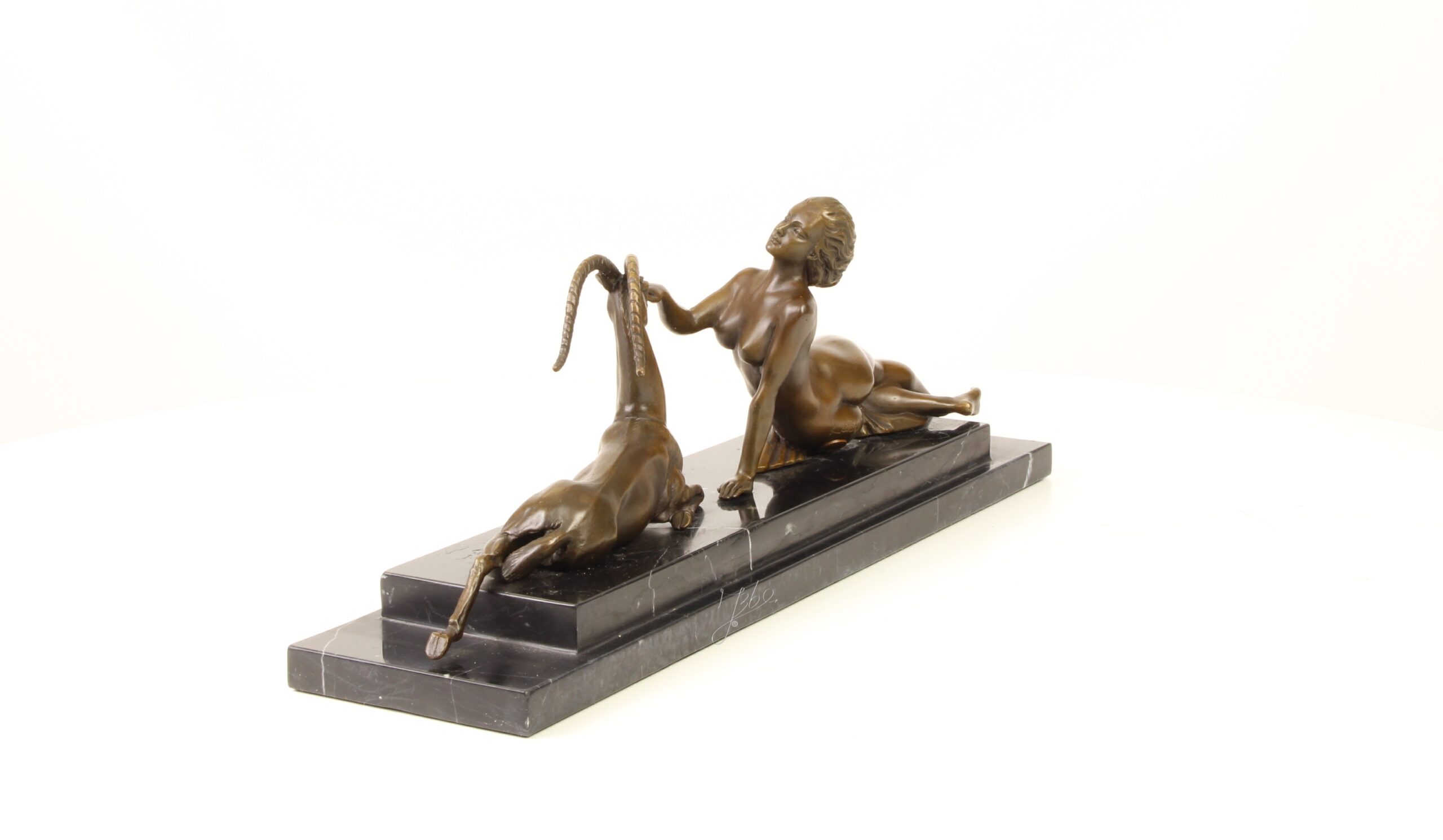 Künstlerische Bronze Meerjungfrau Skulptur mit Ziege Einzigartiges Kunstwerk 7