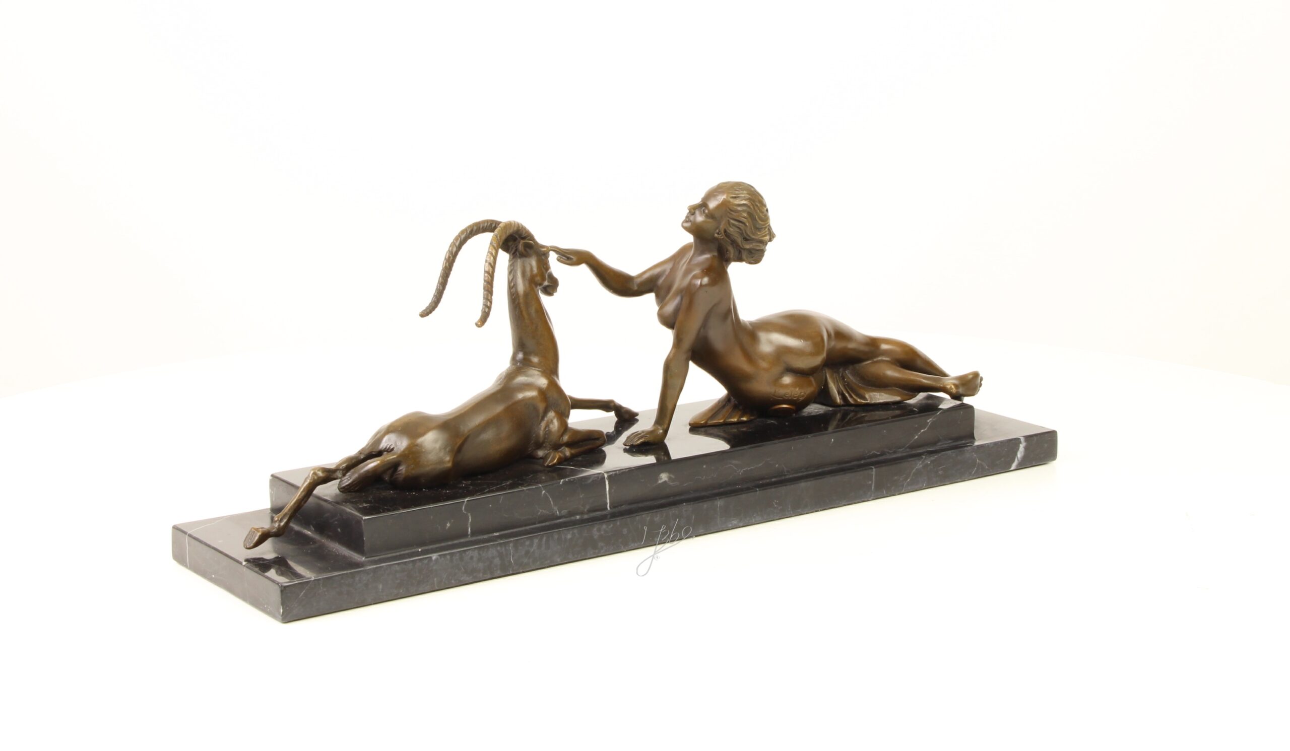 Künstlerische Bronze Meerjungfrau Skulptur mit Ziege Einzigartiges Kunstwerk 10