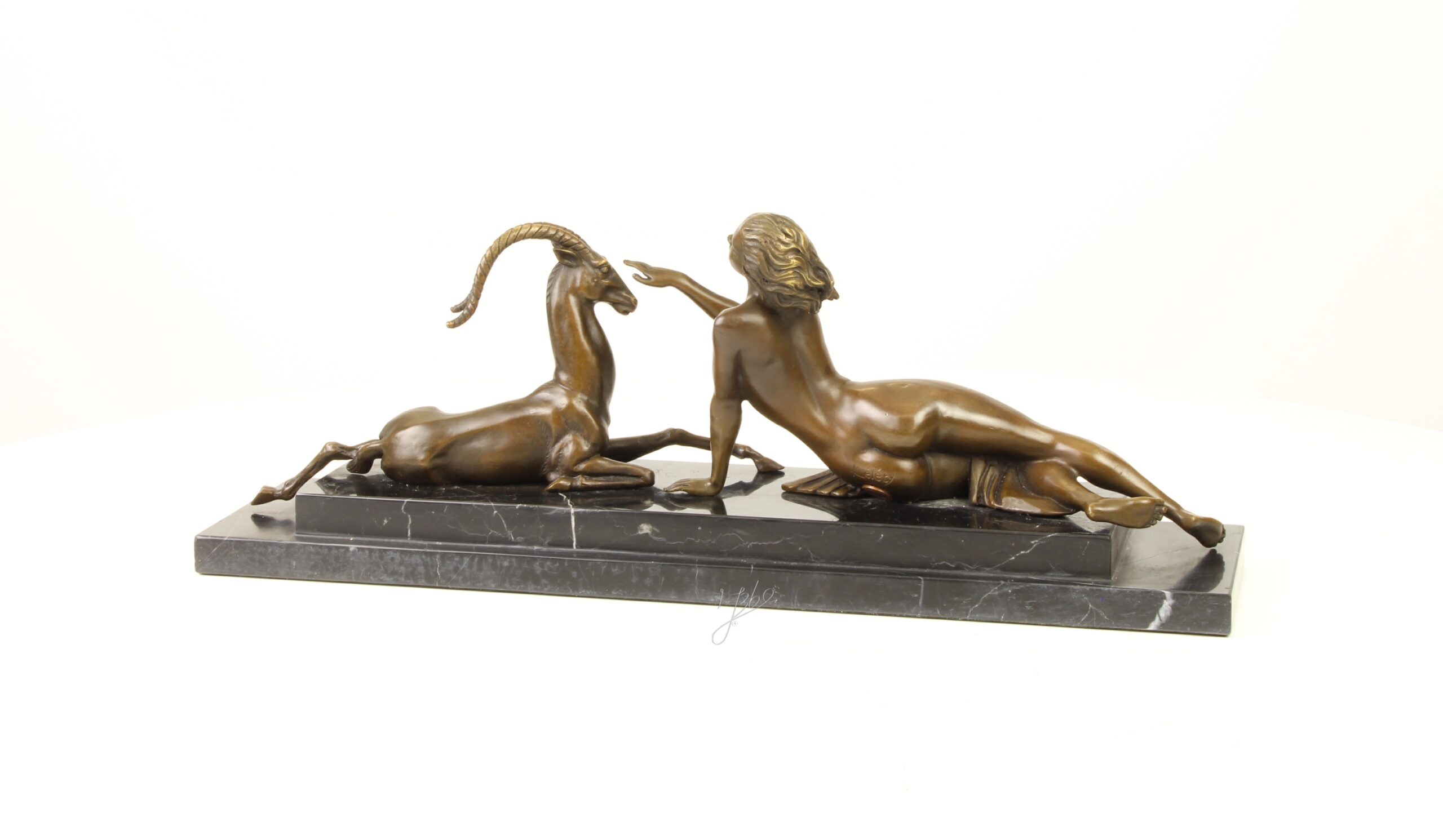 Künstlerische Bronze Meerjungfrau Skulptur mit Ziege Einzigartiges Kunstwerk 12