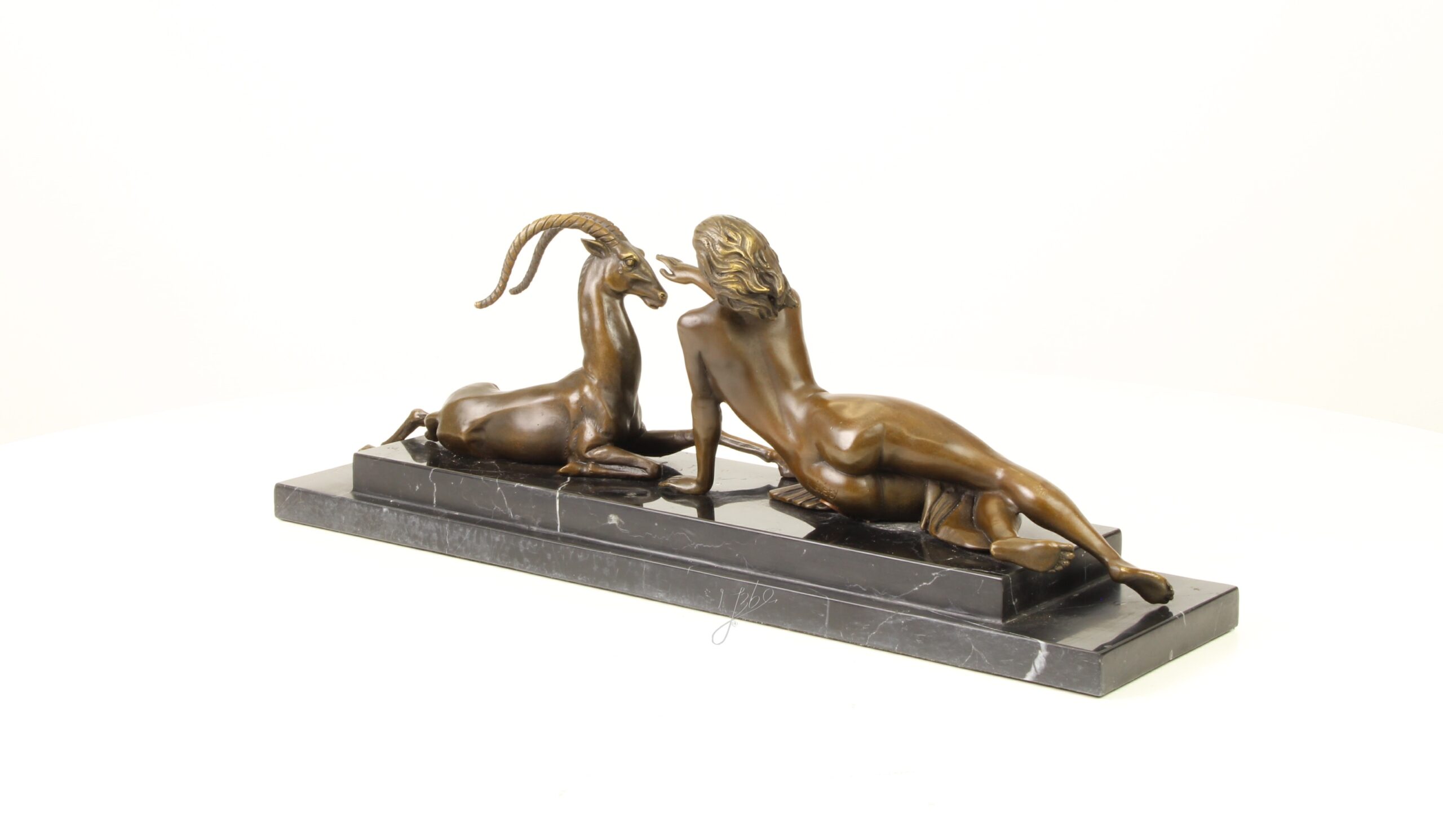 Künstlerische Bronze Meerjungfrau Skulptur mit Ziege Einzigartiges Kunstwerk 9