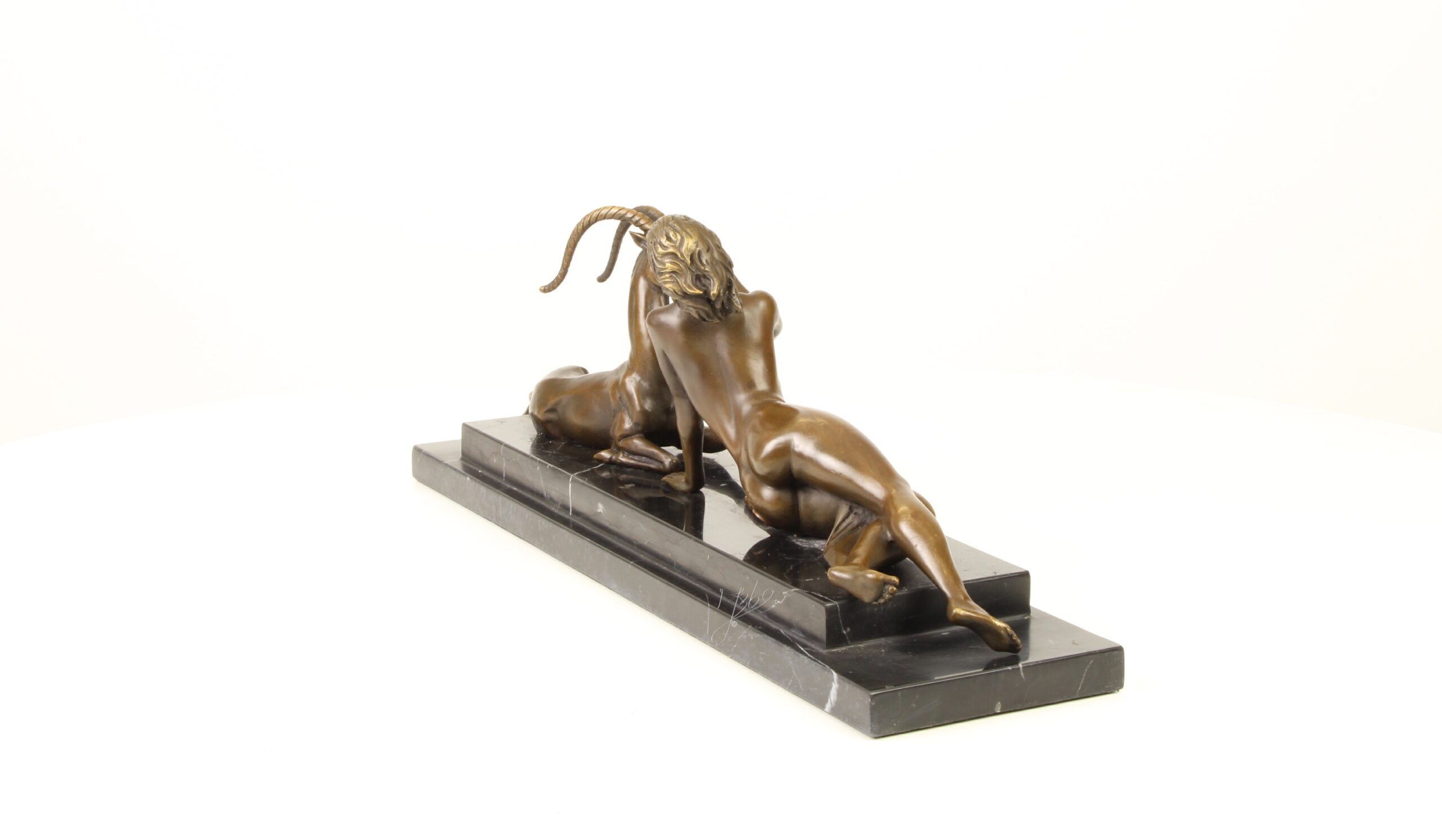 Künstlerische Bronze Meerjungfrau Skulptur mit Ziege Einzigartiges Kunstwerk 14