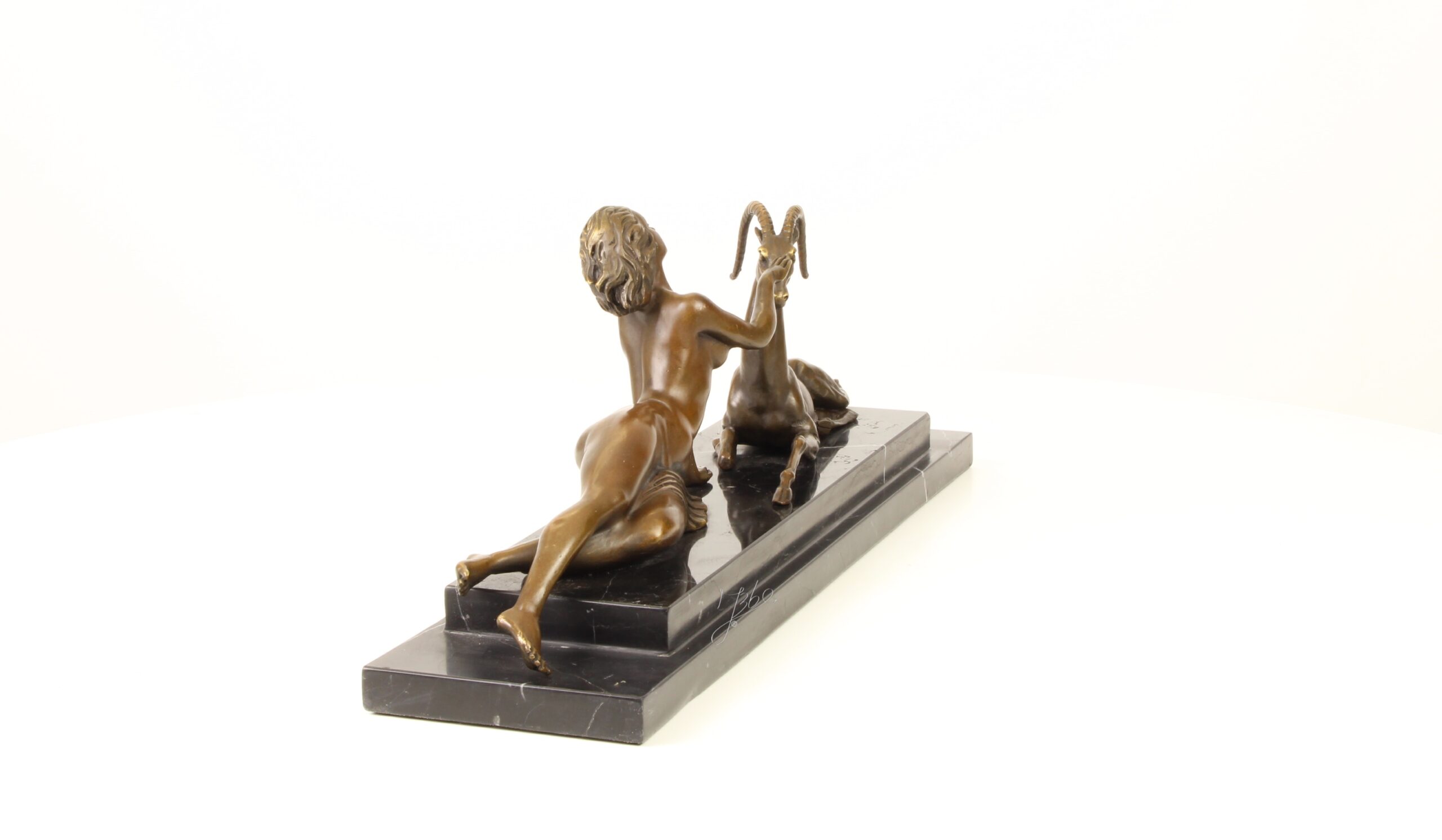 Künstlerische Bronze Meerjungfrau Skulptur mit Ziege Einzigartiges Kunstwerk 15