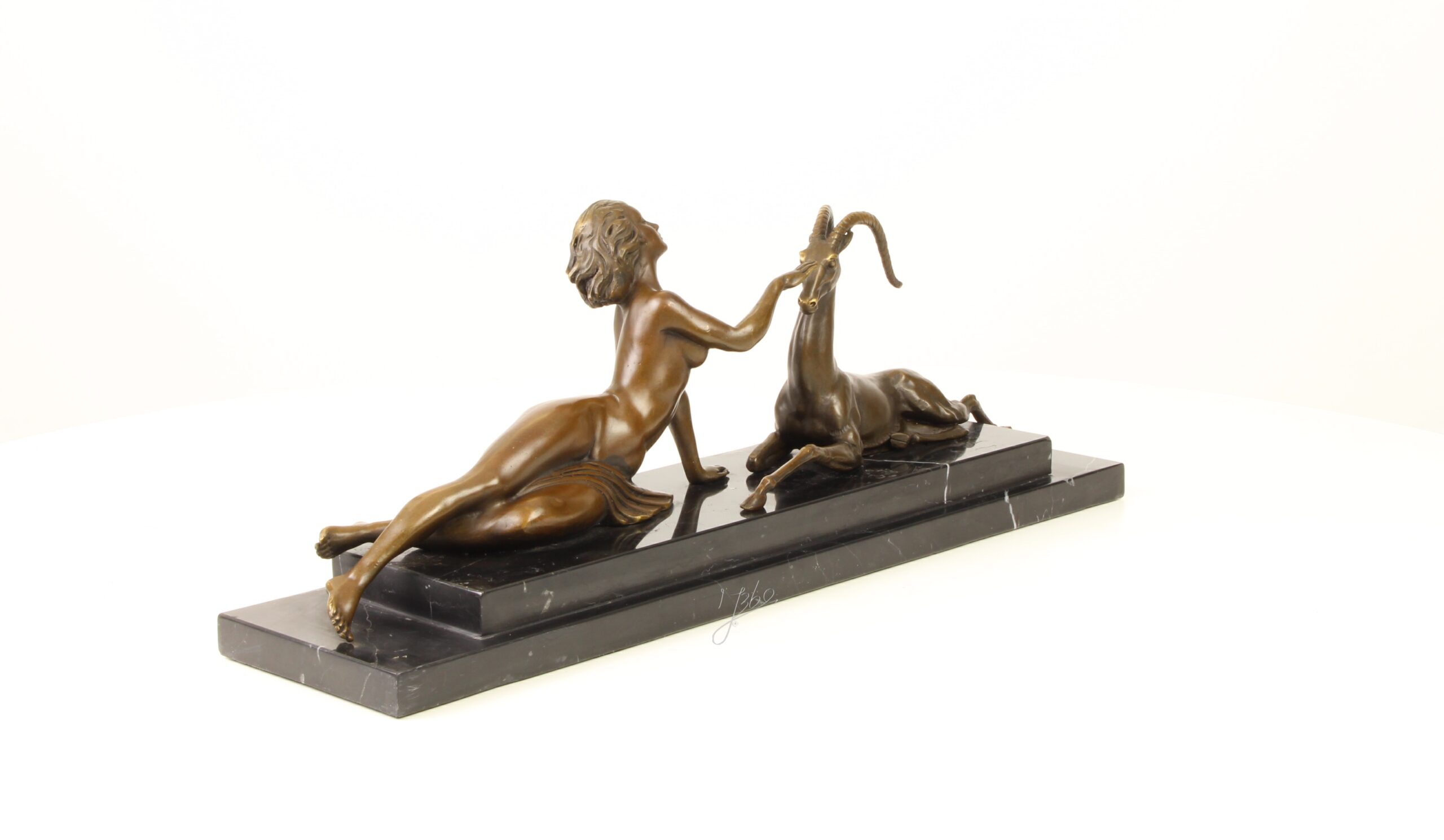 Künstlerische Bronze Meerjungfrau Skulptur mit Ziege Einzigartiges Kunstwerk 16
