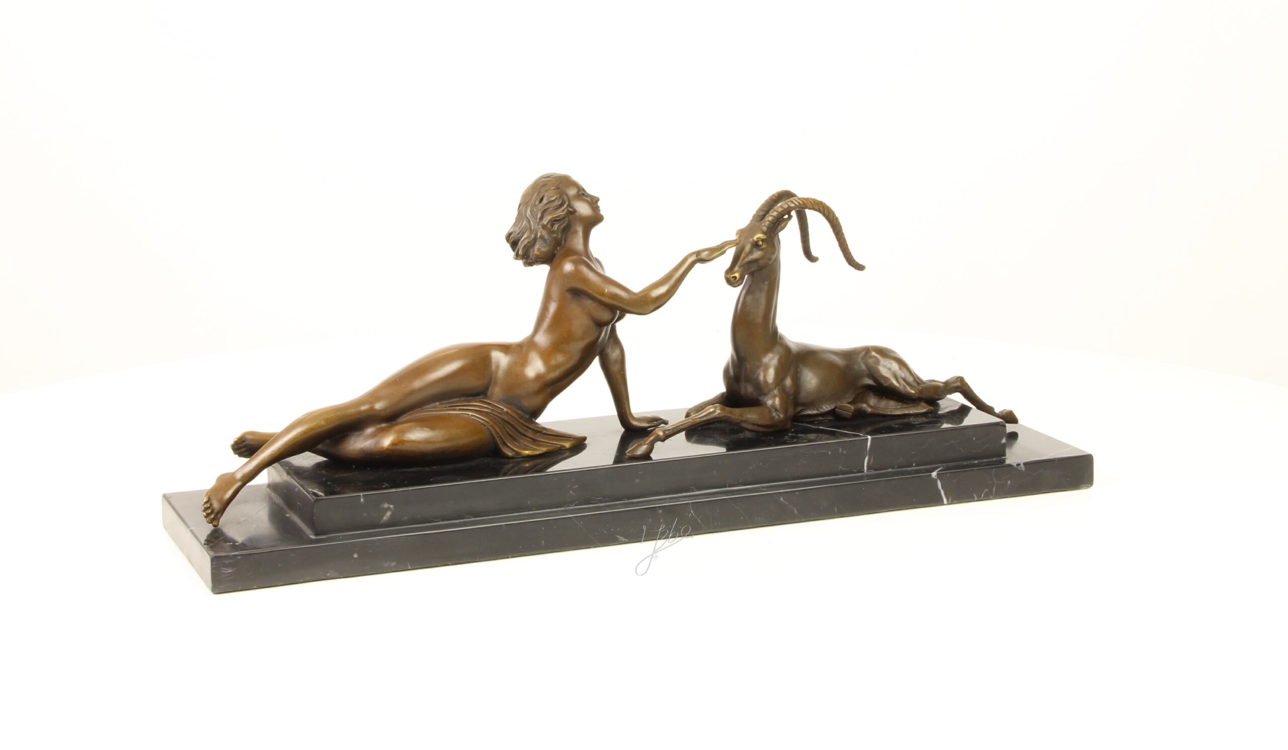 Künstlerische Bronze Meerjungfrau Skulptur mit Ziege Einzigartiges Kunstwerk 17