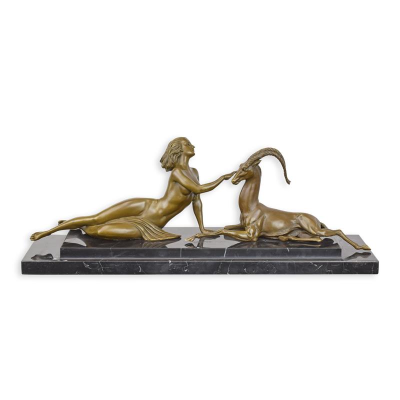 Künstlerische Bronze Meerjungfrau Skulptur mit Ziege Einzigartiges Kunstwerk 2