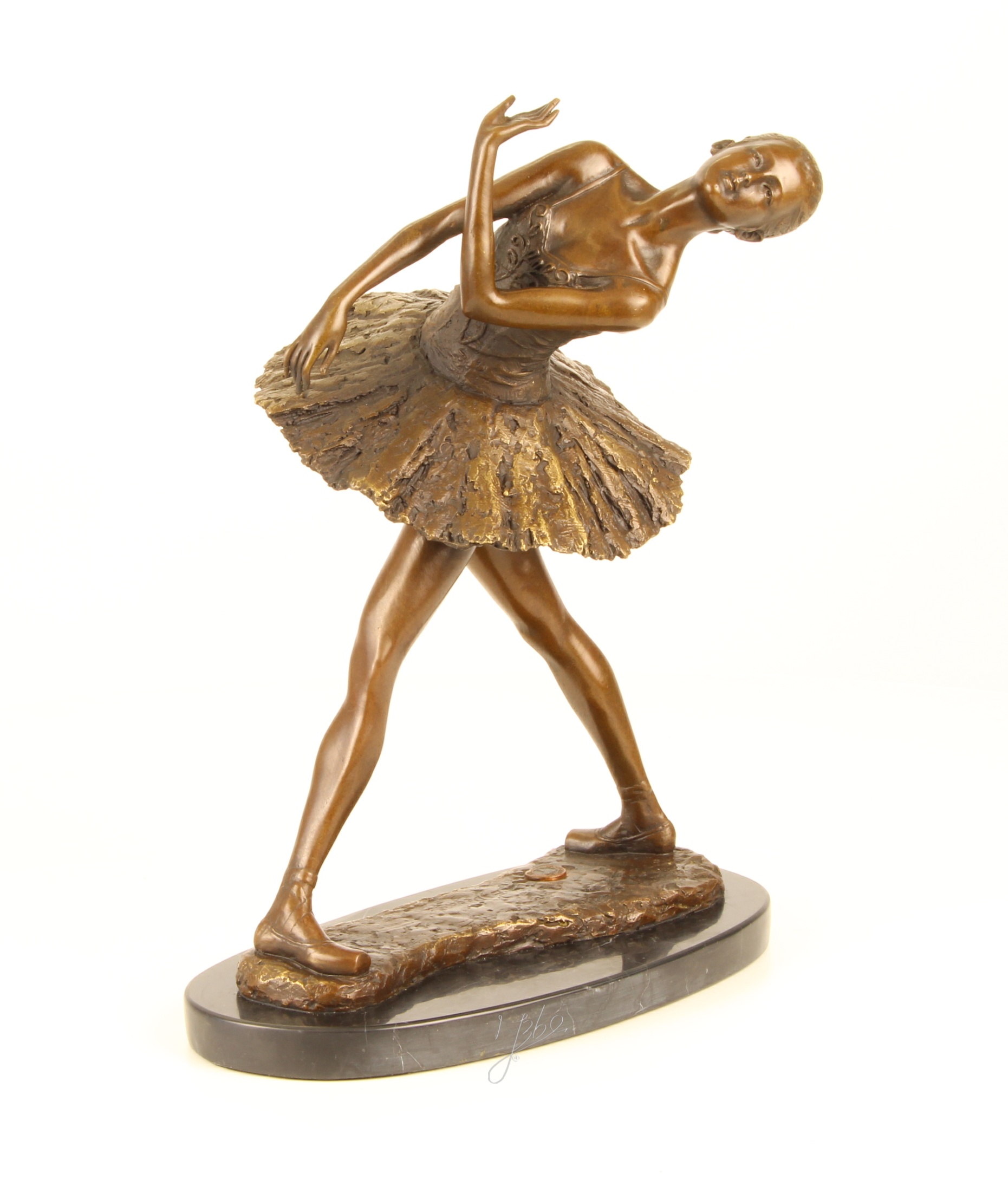 Elegante Bronze Ballerina Skulptur Detaillierte Tänzerin im Tutu 3