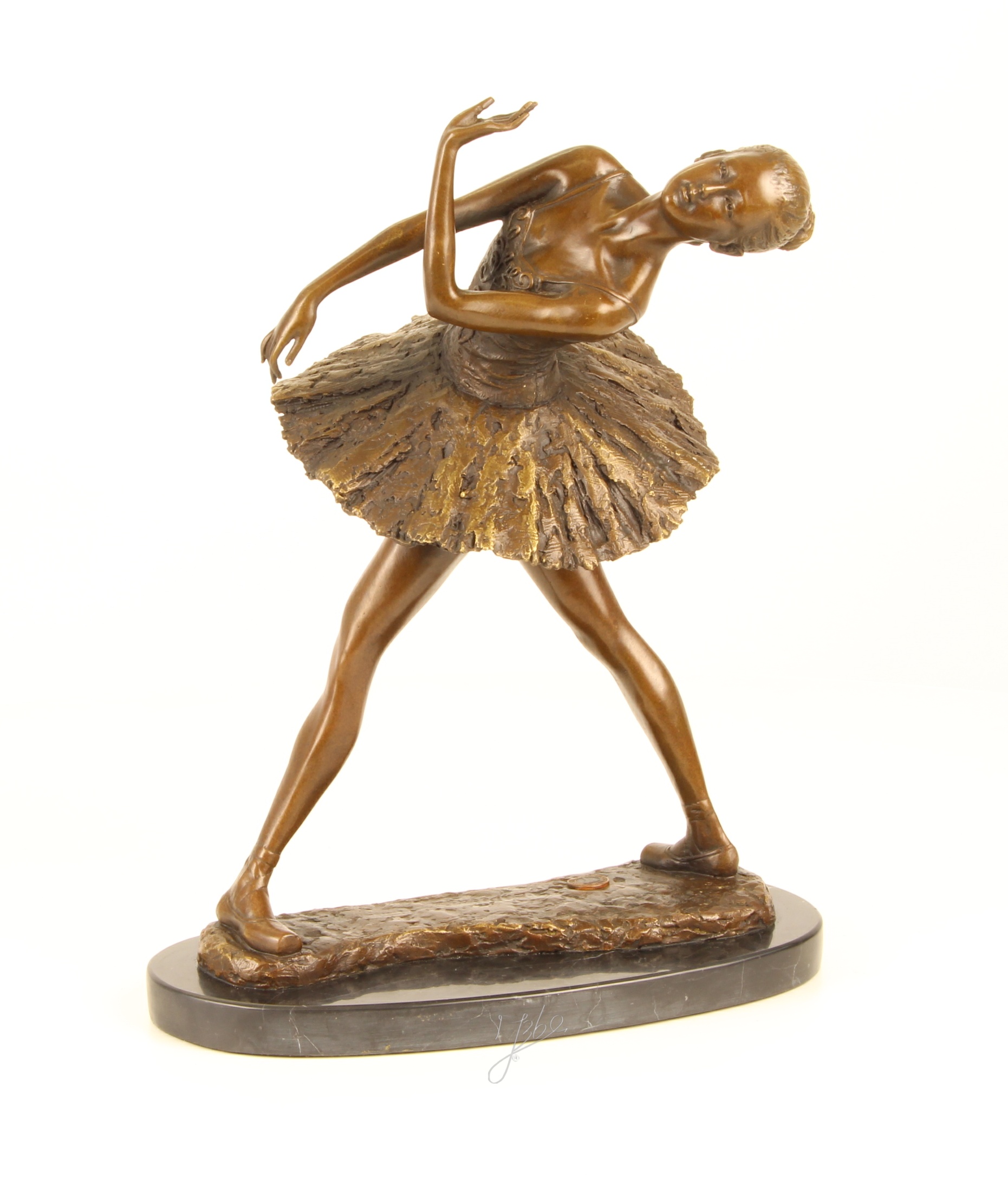 Elegante Bronze Ballerina Skulptur Detaillierte Tänzerin im Tutu 12