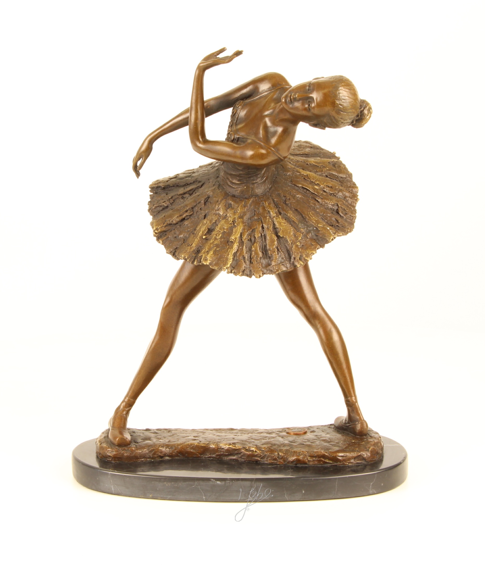 Elegante Bronze Ballerina Skulptur Detaillierte Tänzerin im Tutu 5