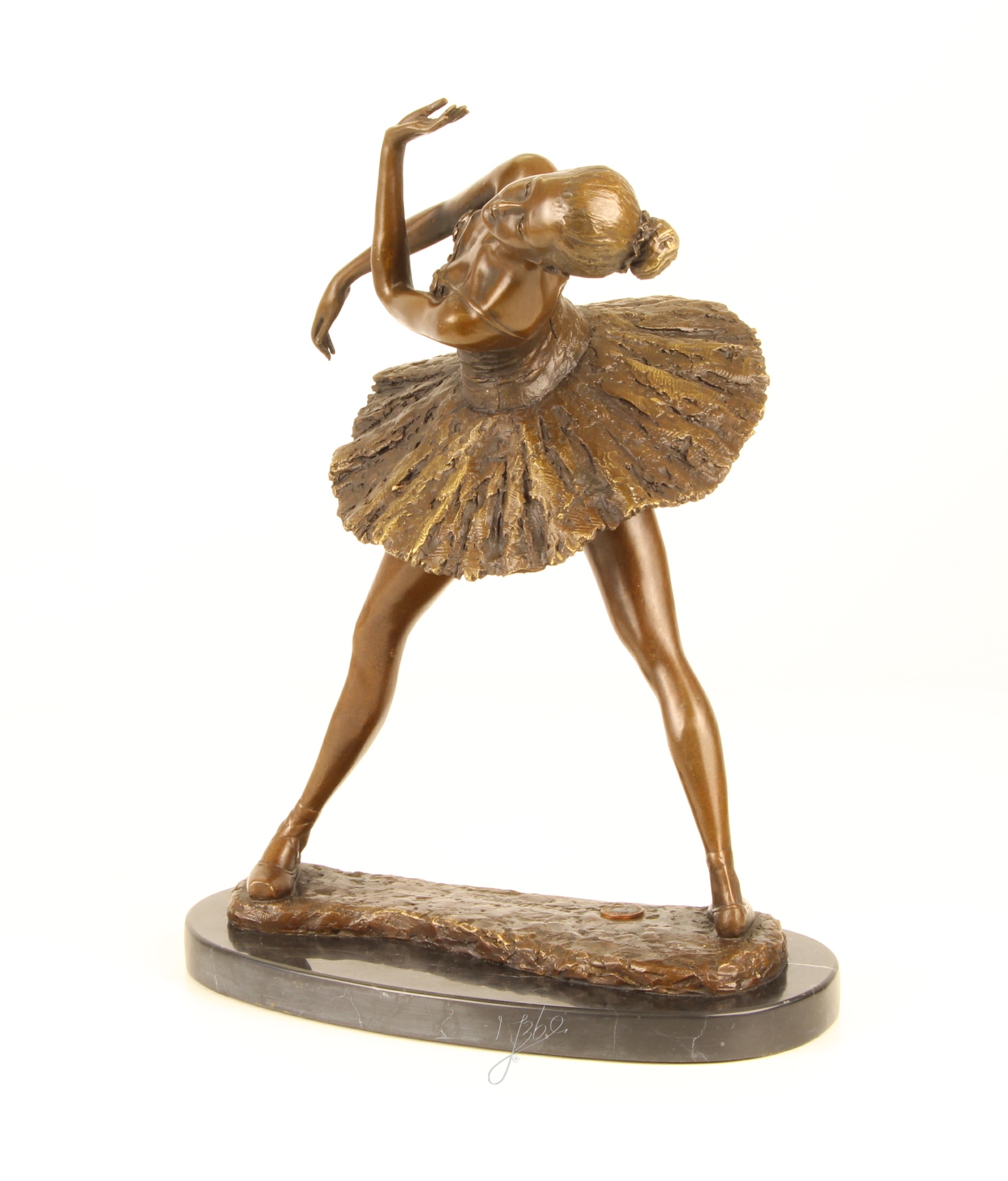 Elegante Bronze Ballerina Skulptur Detaillierte Tänzerin im Tutu 11