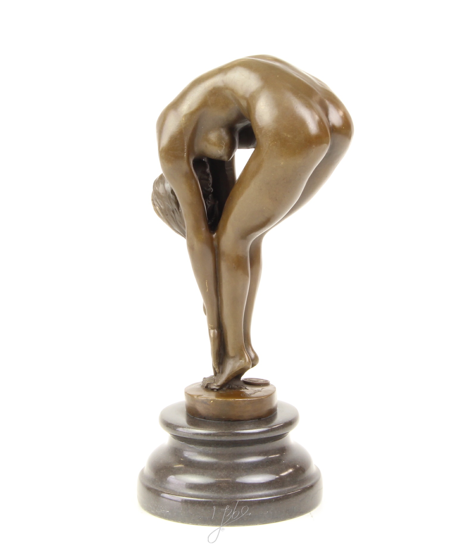 Elegante Bronzefigur Frau Detaillierte Skulptur einer Biegenden Schönheit 6