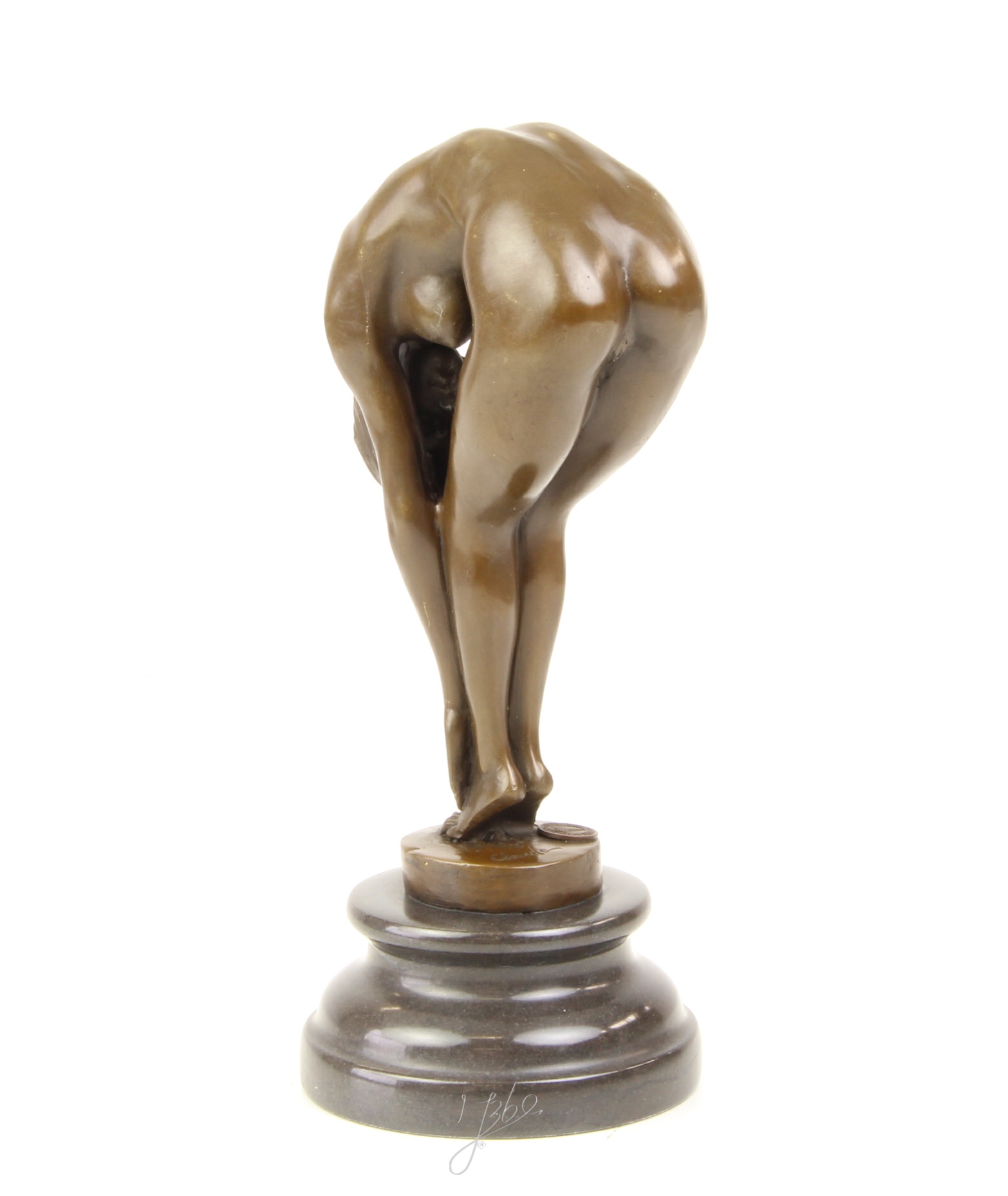 Elegante Bronzefigur Frau Detaillierte Skulptur einer Biegenden Schönheit 11