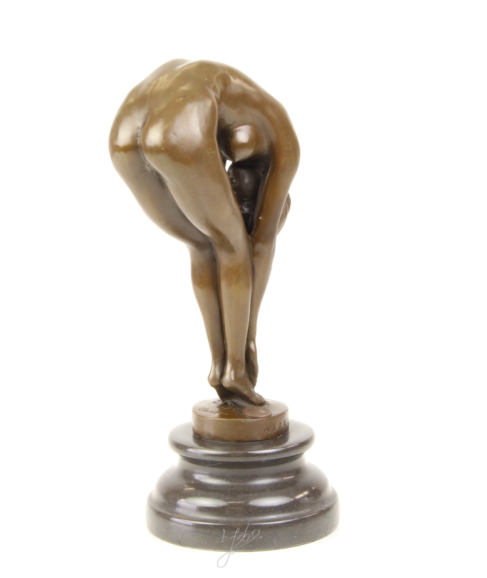 Elegante Bronzefigur Frau Detaillierte Skulptur einer Biegenden Schönheit 9