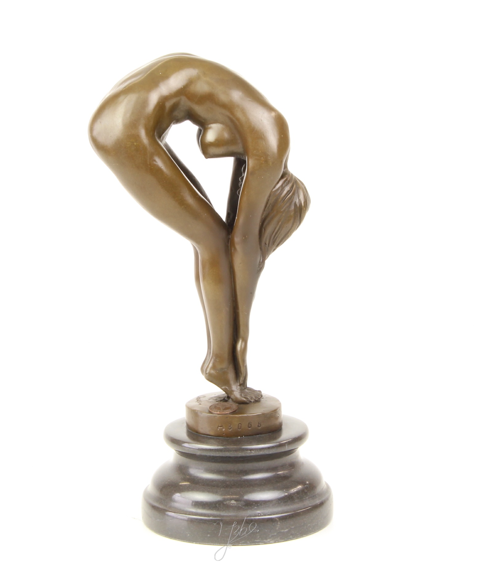 Elegante Bronzefigur Frau Detaillierte Skulptur einer Biegenden Schönheit 8