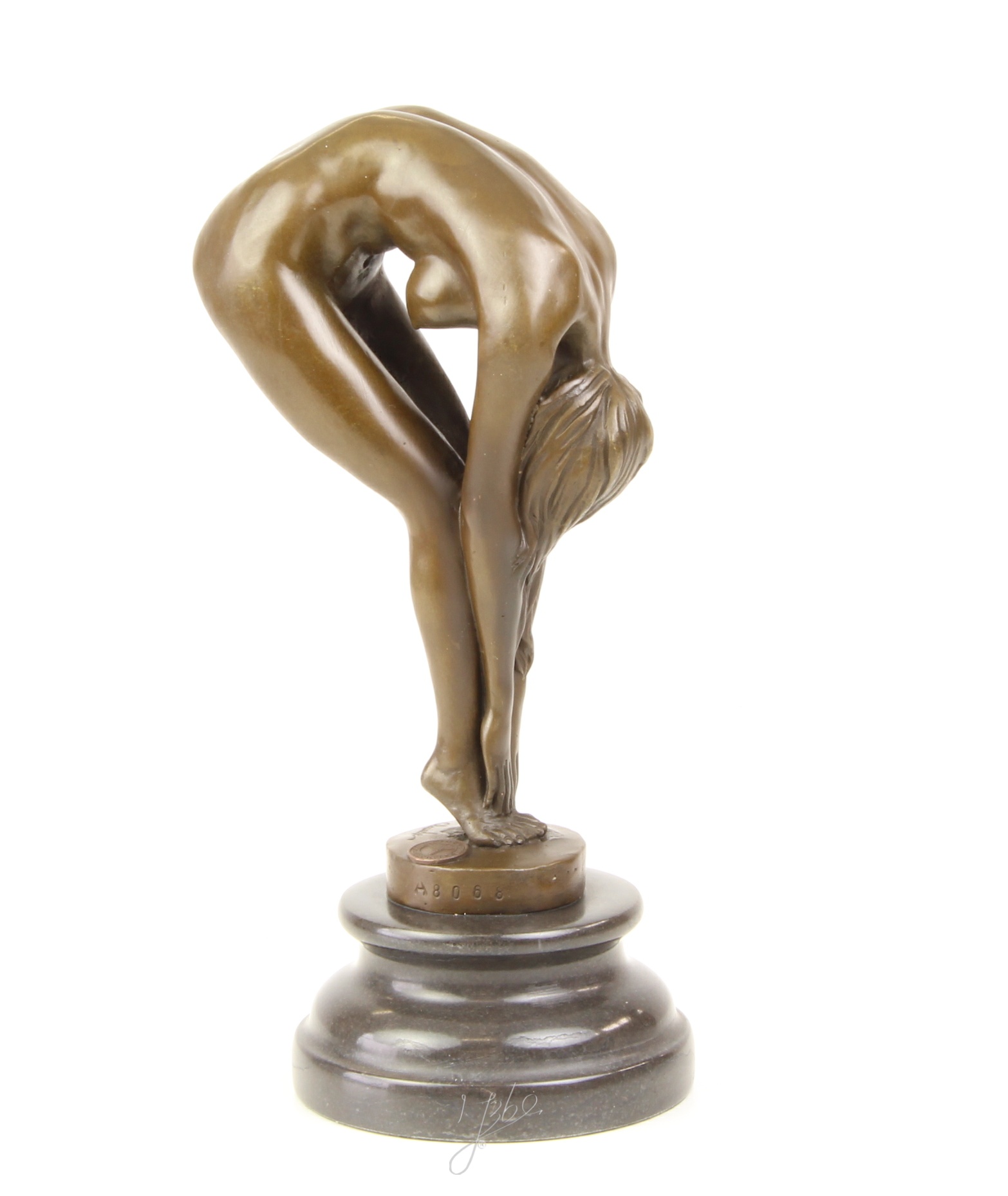 Elegante Bronzefigur Frau Detaillierte Skulptur einer Biegenden Schönheit 10