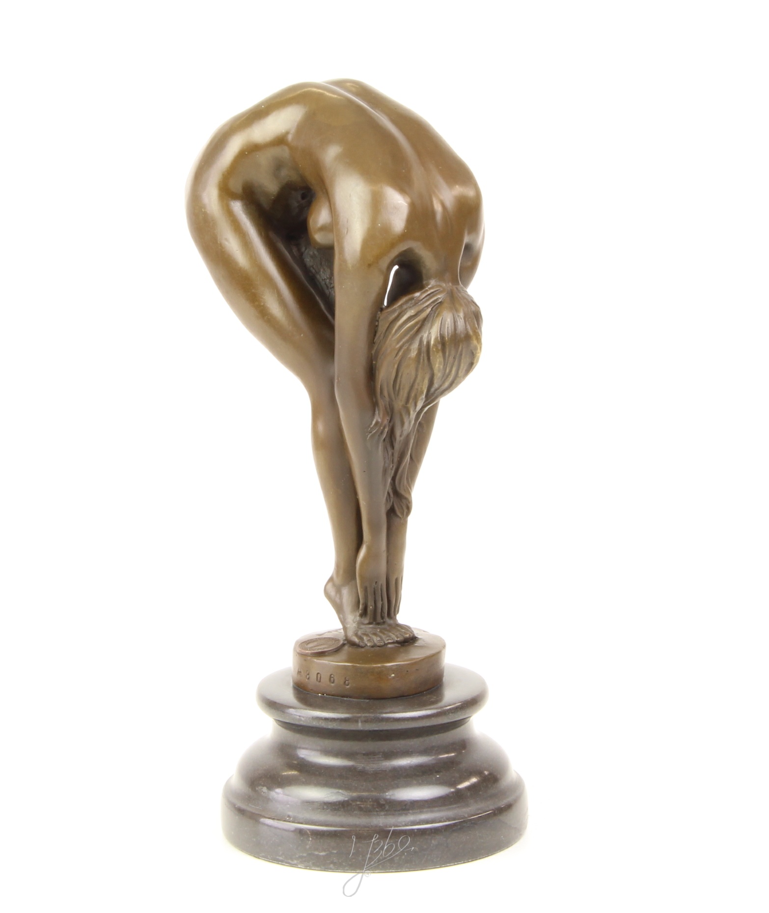 Elegante Bronzefigur Frau Detaillierte Skulptur einer Biegenden Schönheit 13