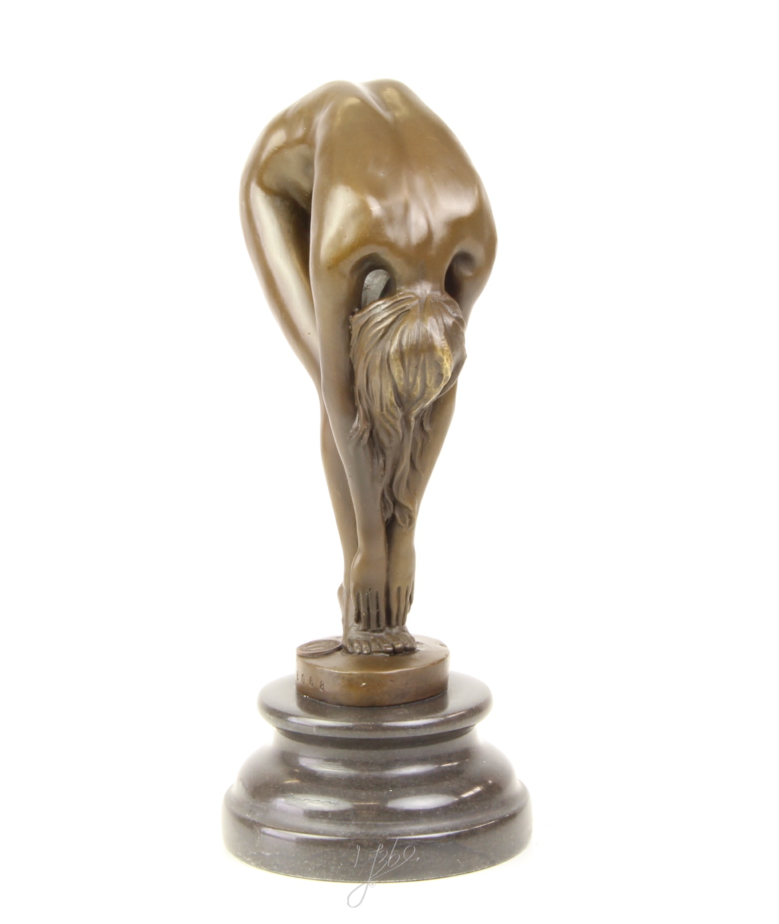Elegante Bronzefigur Frau Detaillierte Skulptur einer Biegenden Schönheit 15