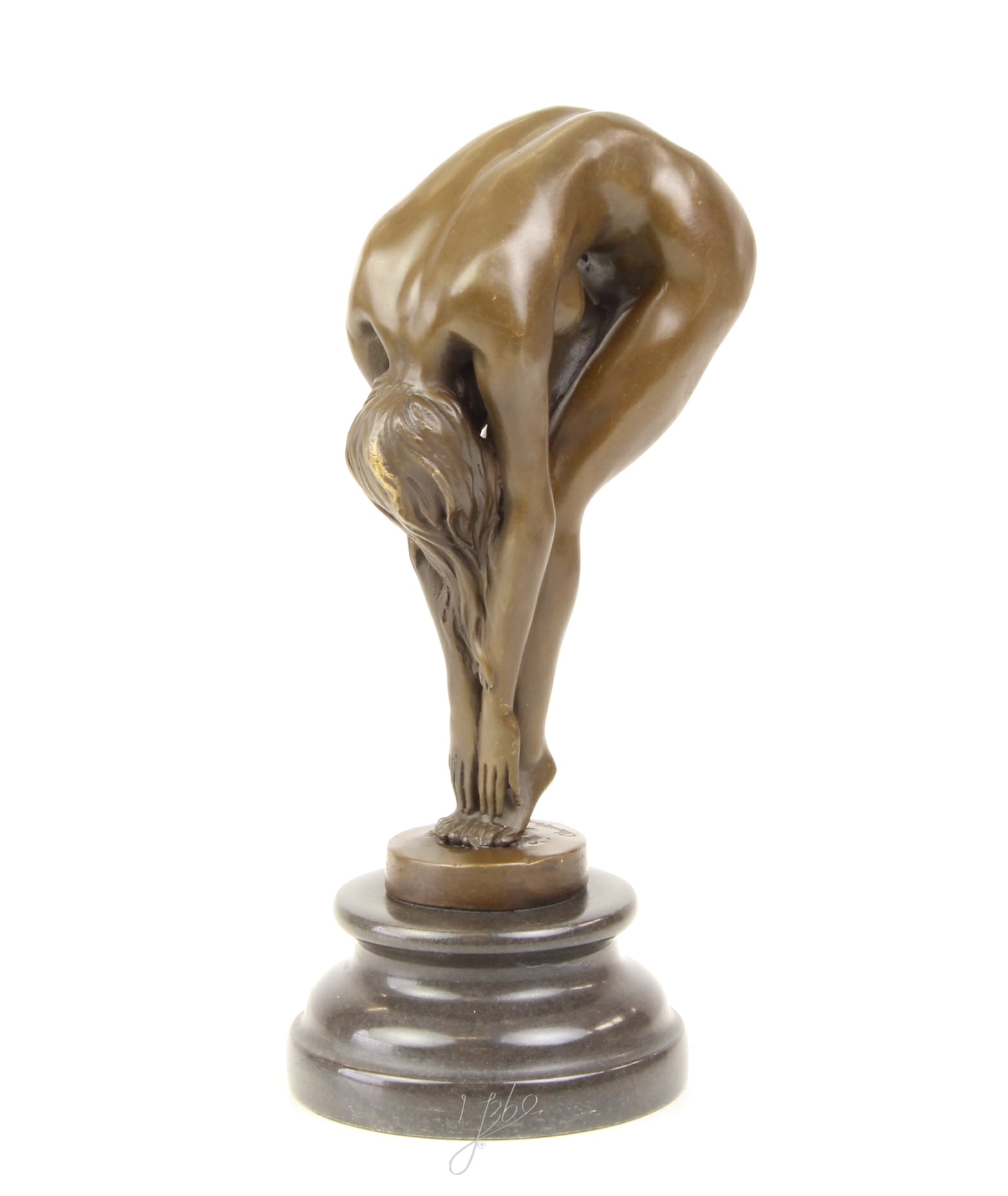 Elegante Bronzefigur Frau Detaillierte Skulptur einer Biegenden Schönheit 17