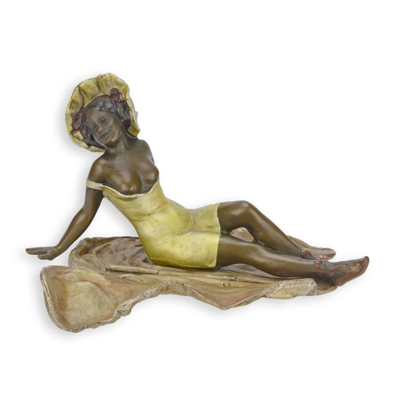 Antike Bronze Frauenfigur Elegante Skulptur einer Badenden Frau 2