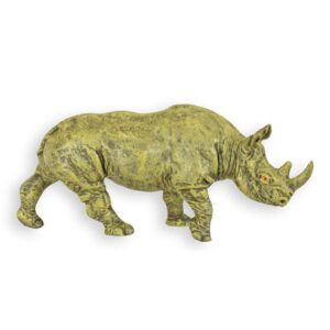 Exquisite Wiener Bronze Nashorn Skulptur  Gelbliche Nashornfigur Perfektion