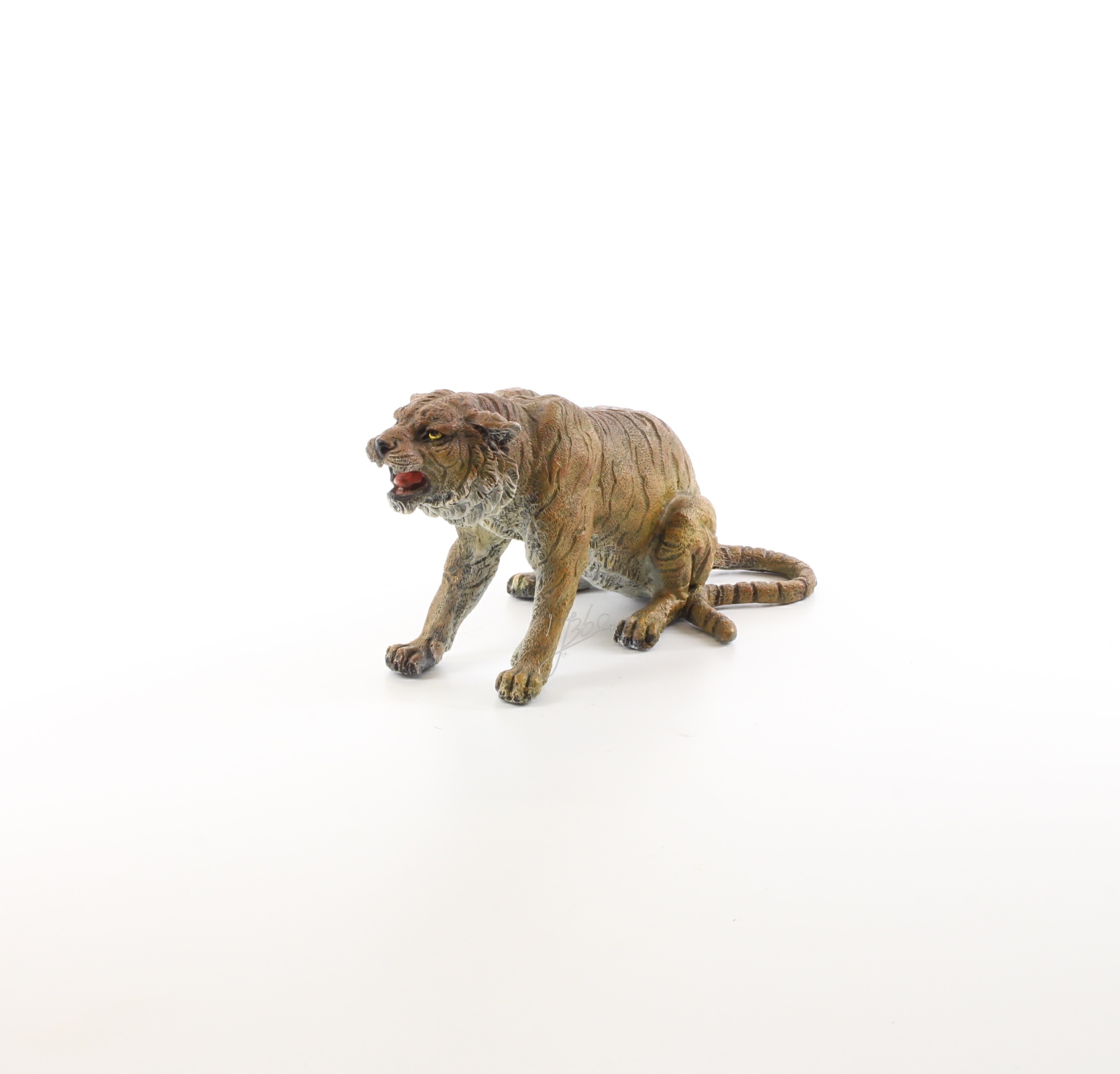 Exquisite Bronze Tiger Skulptur sitzende Tigerfigur mit offenem Maul 3