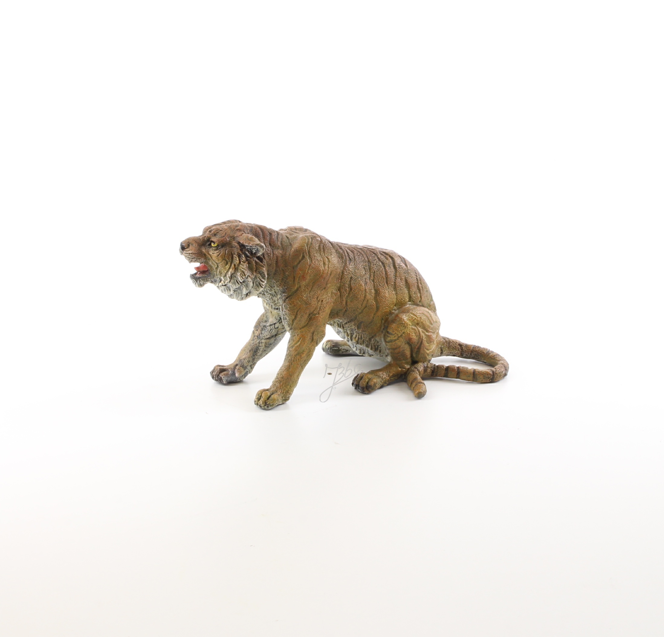 Exquisite Bronze Tiger Skulptur sitzende Tigerfigur mit offenem Maul 6