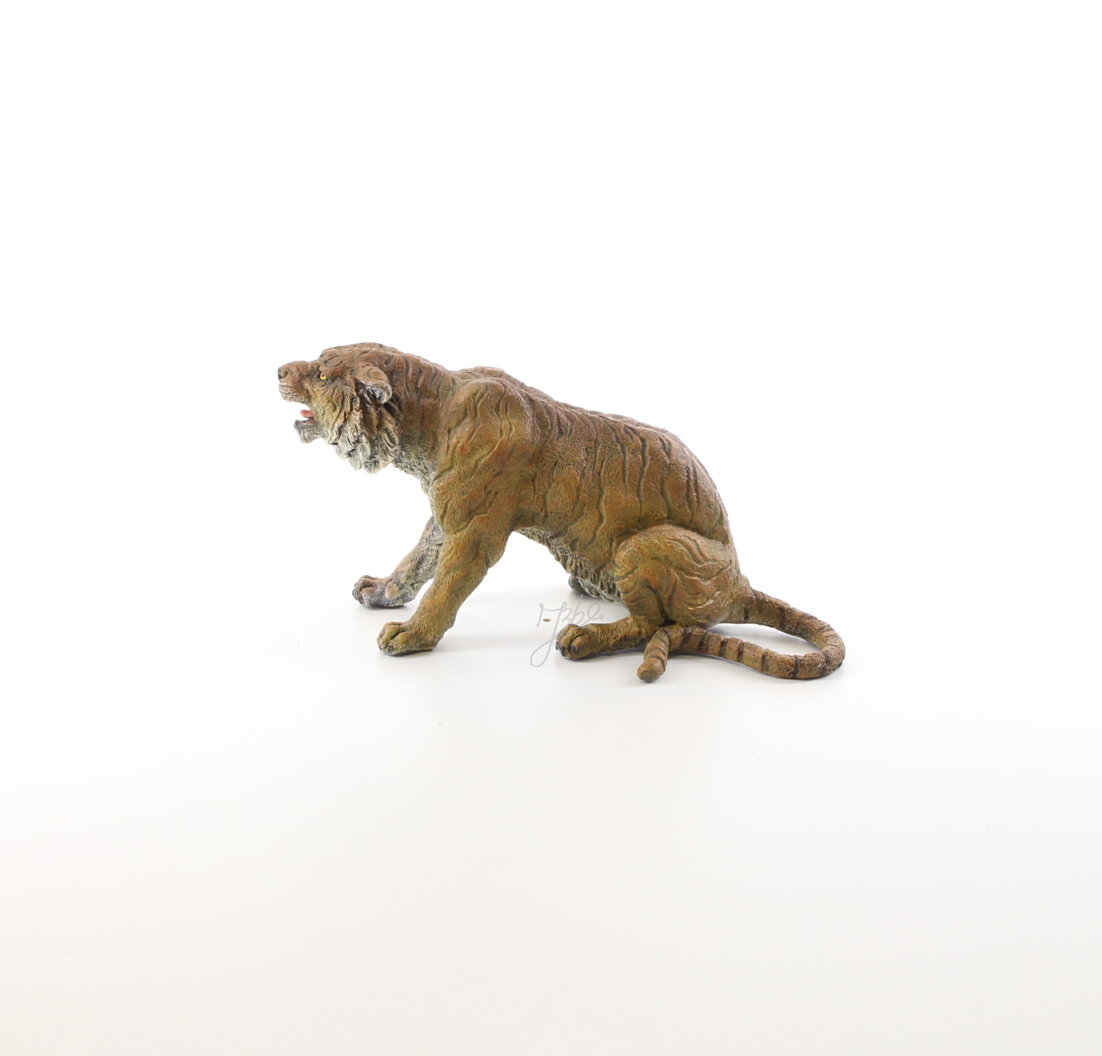 Exquisite Bronze Tiger Skulptur sitzende Tigerfigur mit offenem Maul 4