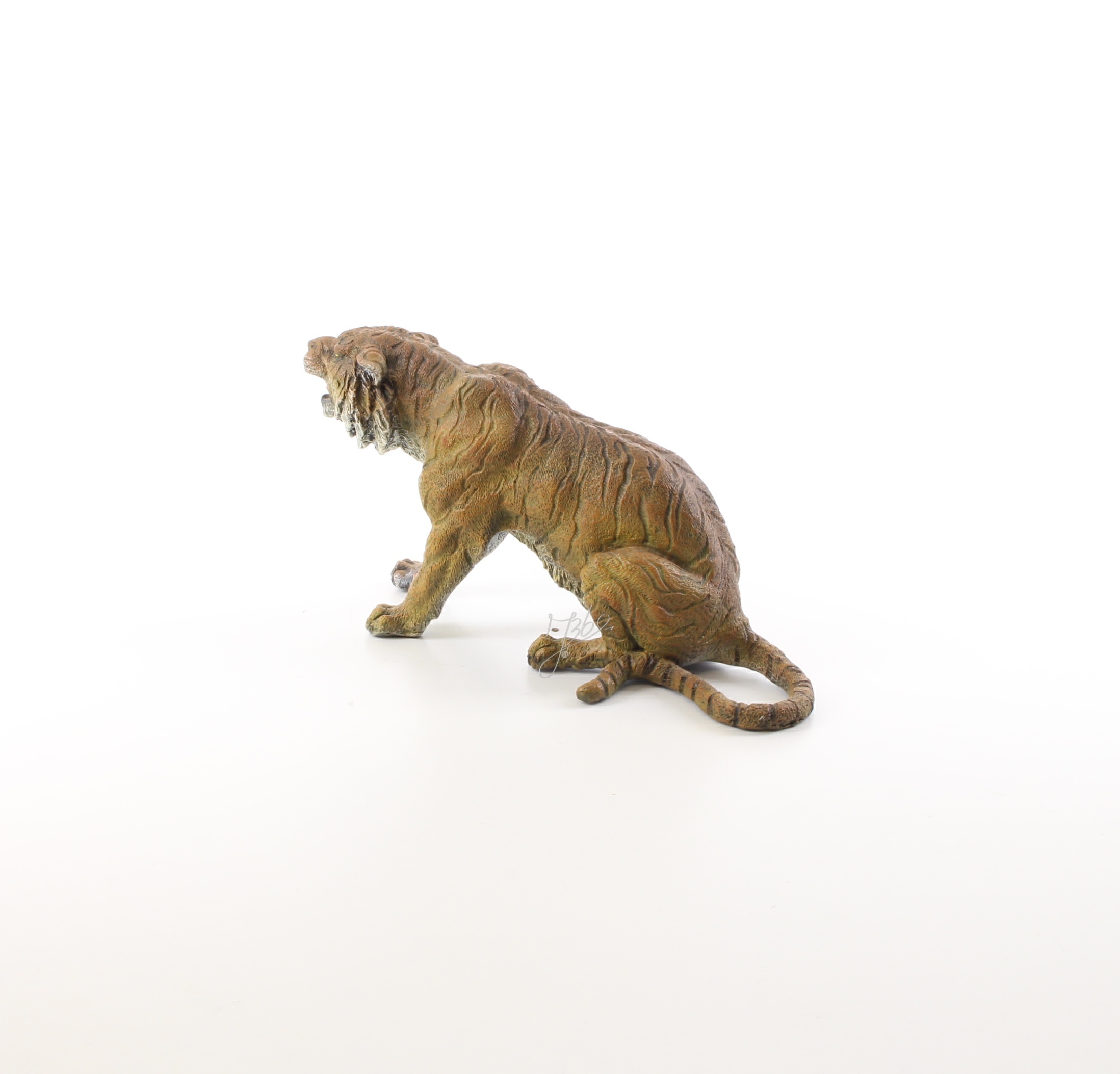 Exquisite Bronze Tiger Skulptur sitzende Tigerfigur mit offenem Maul 5