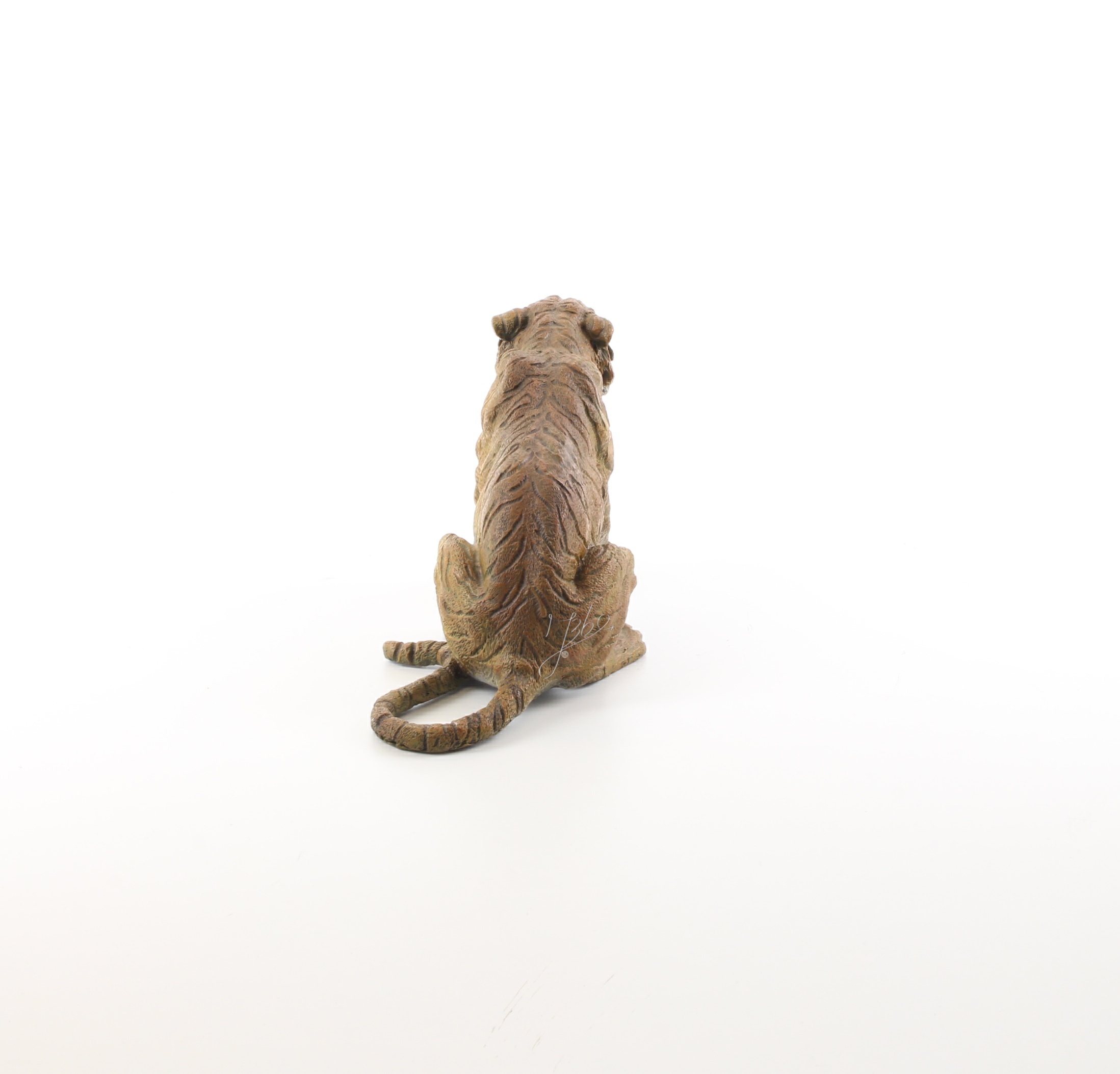 Exquisite Bronze Tiger Skulptur sitzende Tigerfigur mit offenem Maul 7