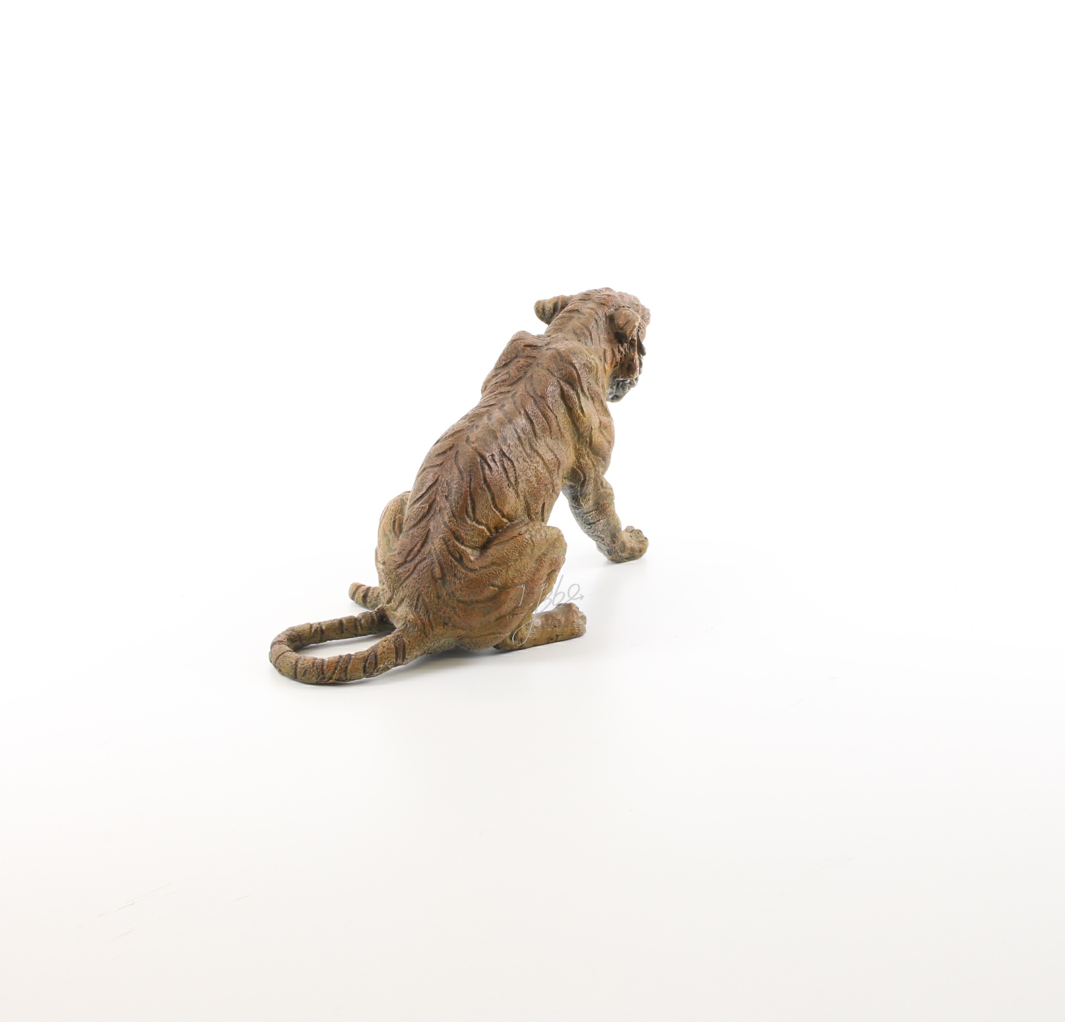 Exquisite Bronze Tiger Skulptur sitzende Tigerfigur mit offenem Maul 8