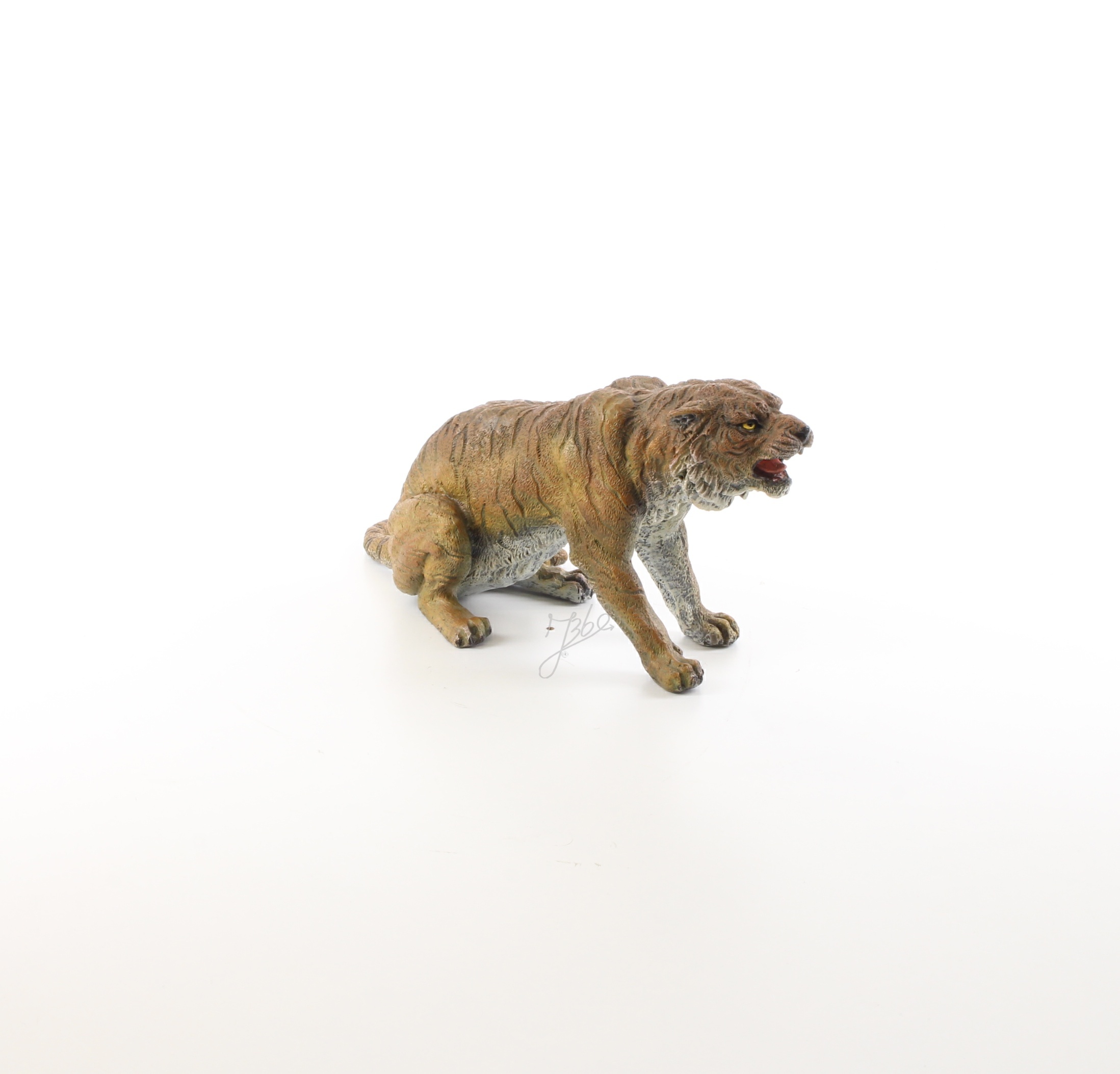 Exquisite Bronze Tiger Skulptur sitzende Tigerfigur mit offenem Maul 14