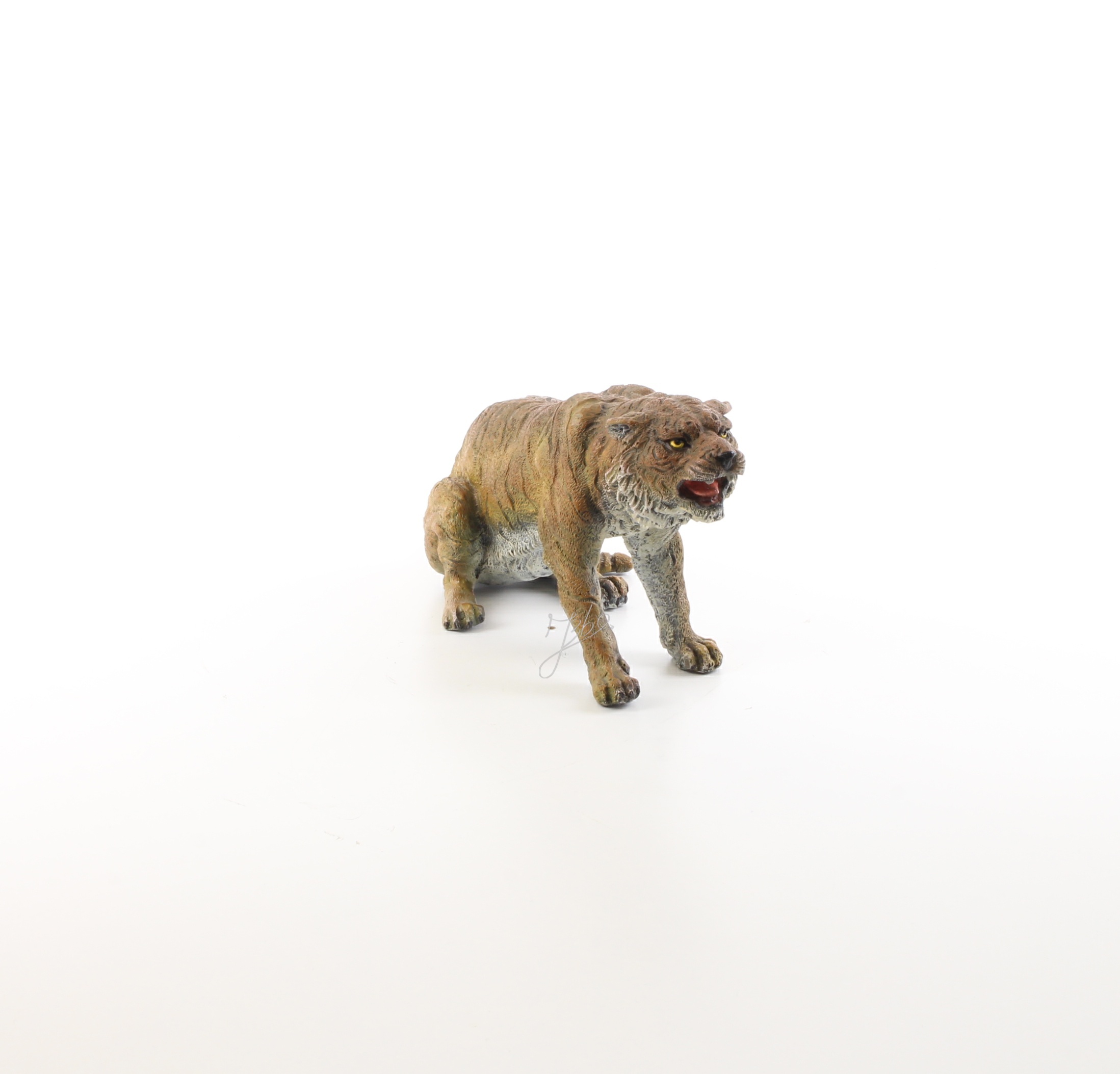 Exquisite Bronze Tiger Skulptur sitzende Tigerfigur mit offenem Maul 17