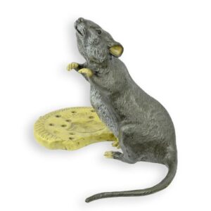 Dekorative Bronze Rattenskulptur mit Käse  Einzigartiges Kunstwerk