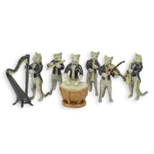 Einzigartige Bronze Katzenorchester Skulpturen mit Musikinstrumenten